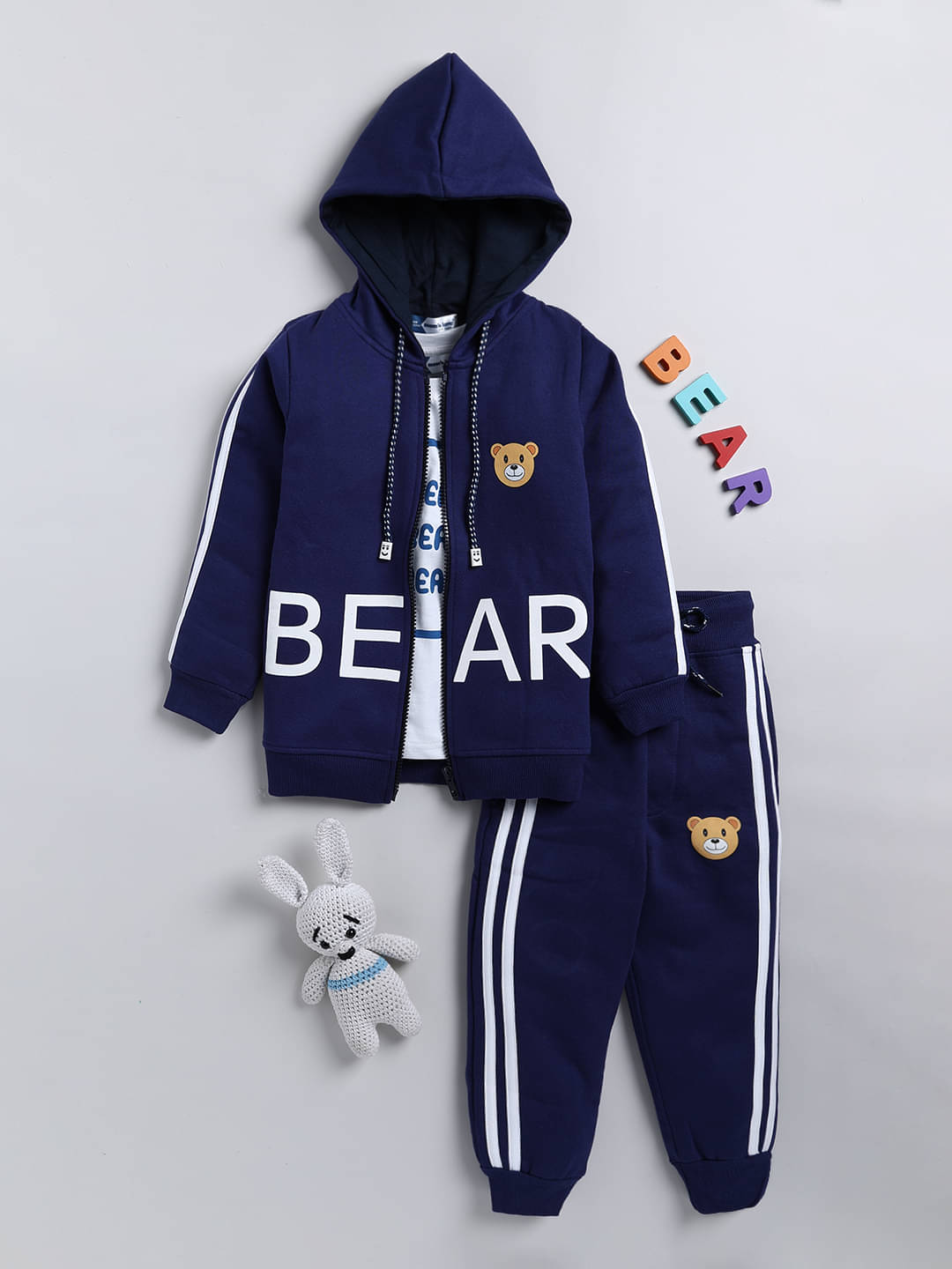     			Mom's Love Graphic Printed Fleece Sets & Suits For Infant Boys (Navy, Pack Of 1)