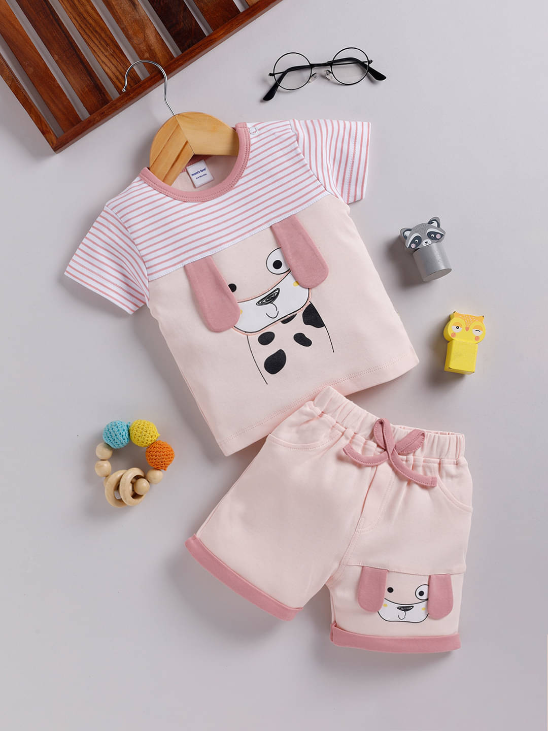     			Mom's Love Graphic Printed Pure Cotton Sets & Suits For Infant Boys (Lt. Salmon, Pack Of 1)