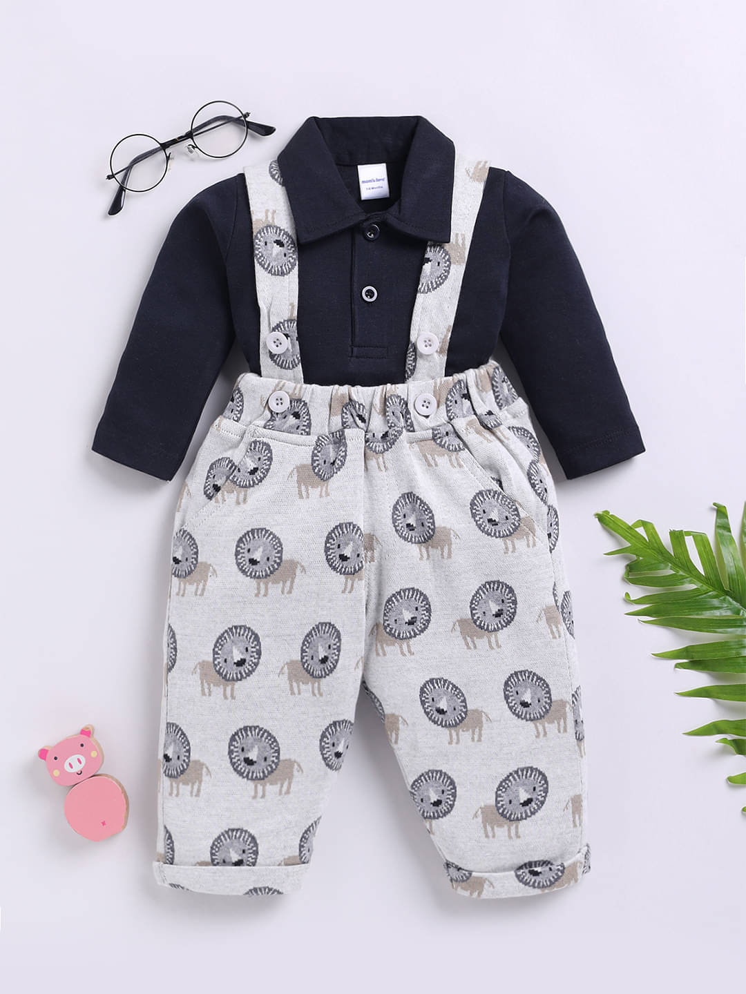     			Mom's Love Graphic Printed Pure Cotton Sets & Suits For Infant Boys (Black, Pack Of 1)