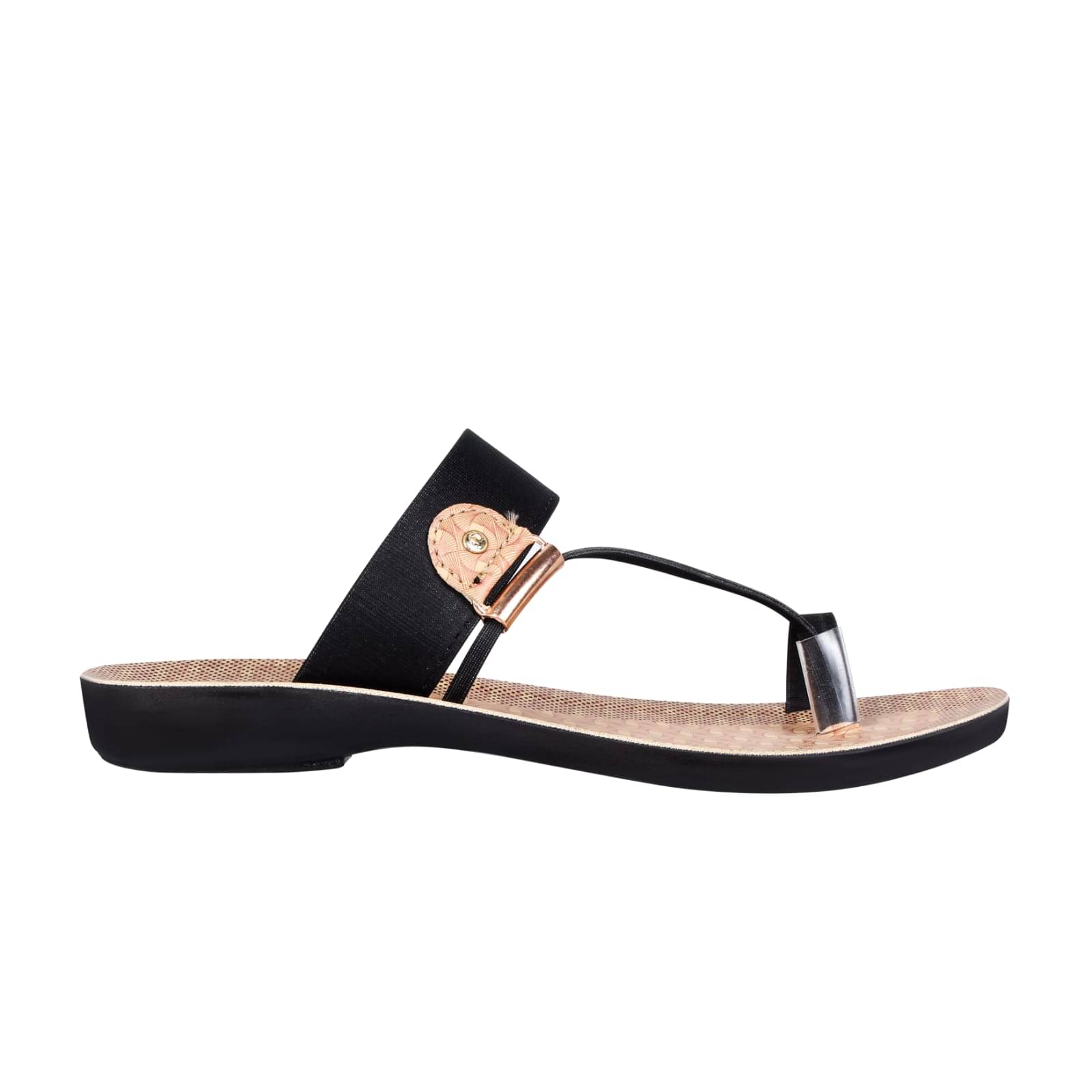     			PU RUDRA Black Women's Flip Flop