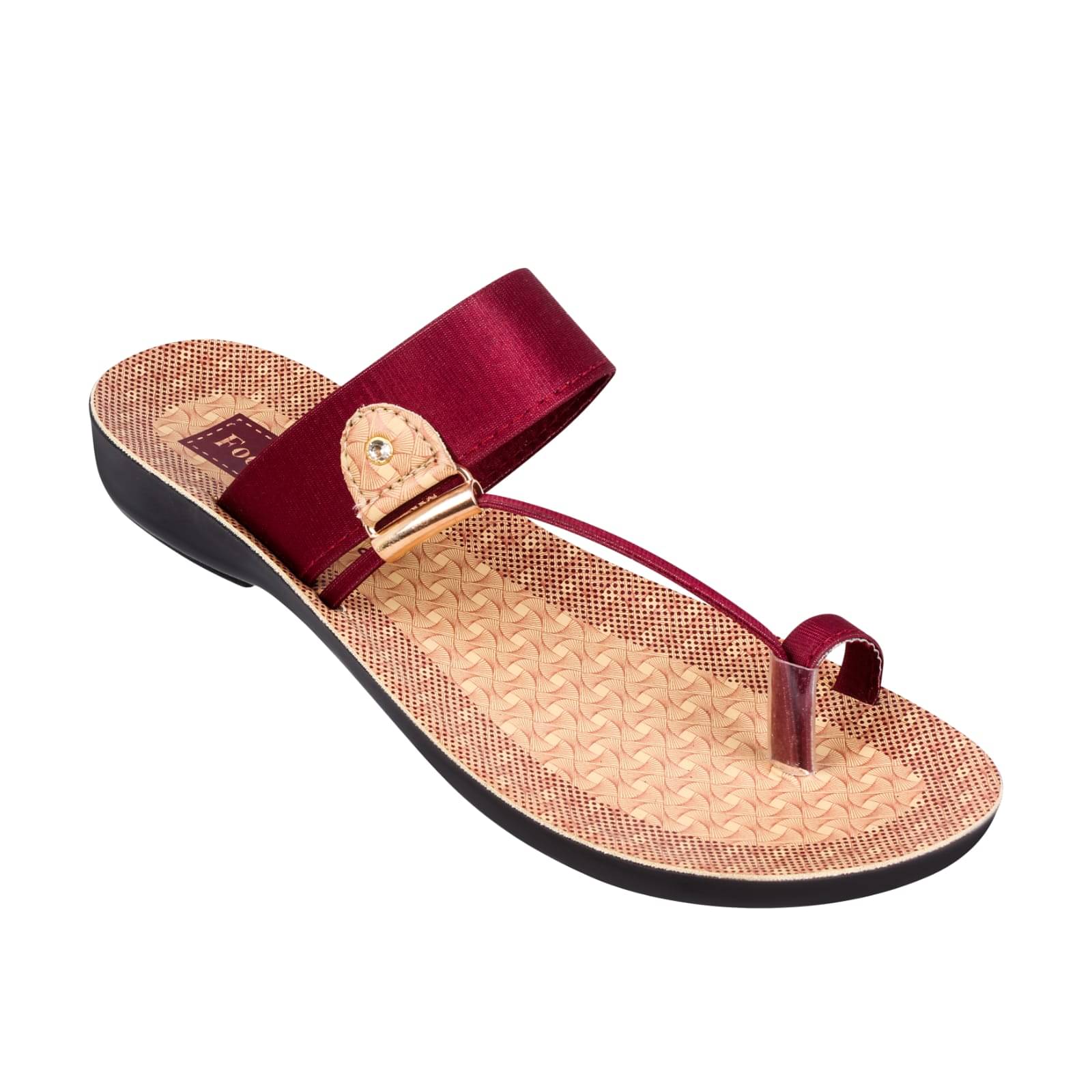     			PU RUDRA Red Women's Flip Flop