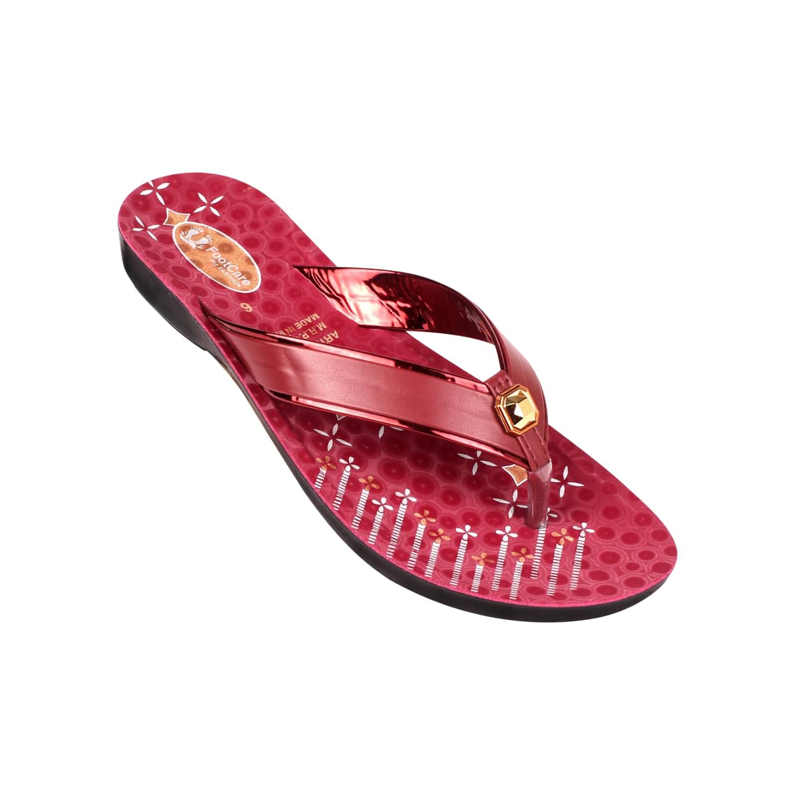     			PU RUDRA Red Women's Flip Flop