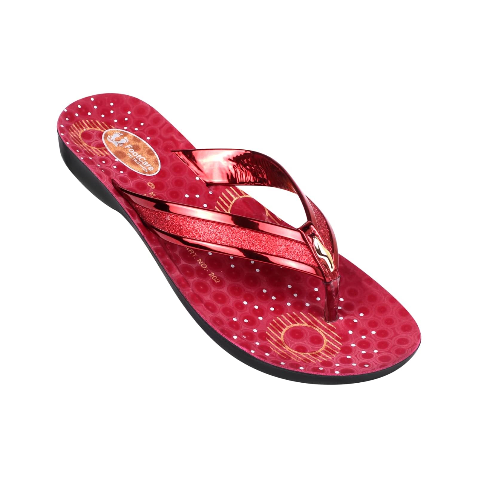     			PU RUDRA Red Women's Flip Flop