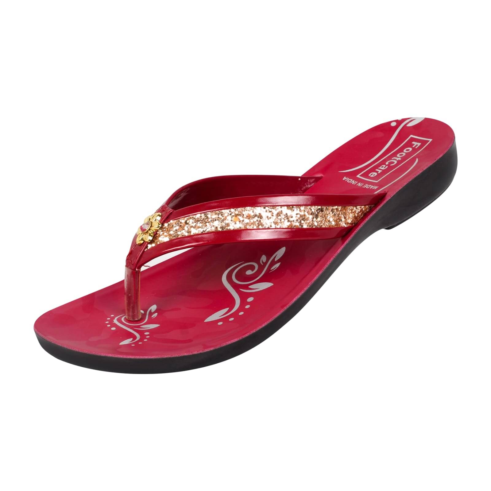     			PU RUDRA Red Women's Flip Flop