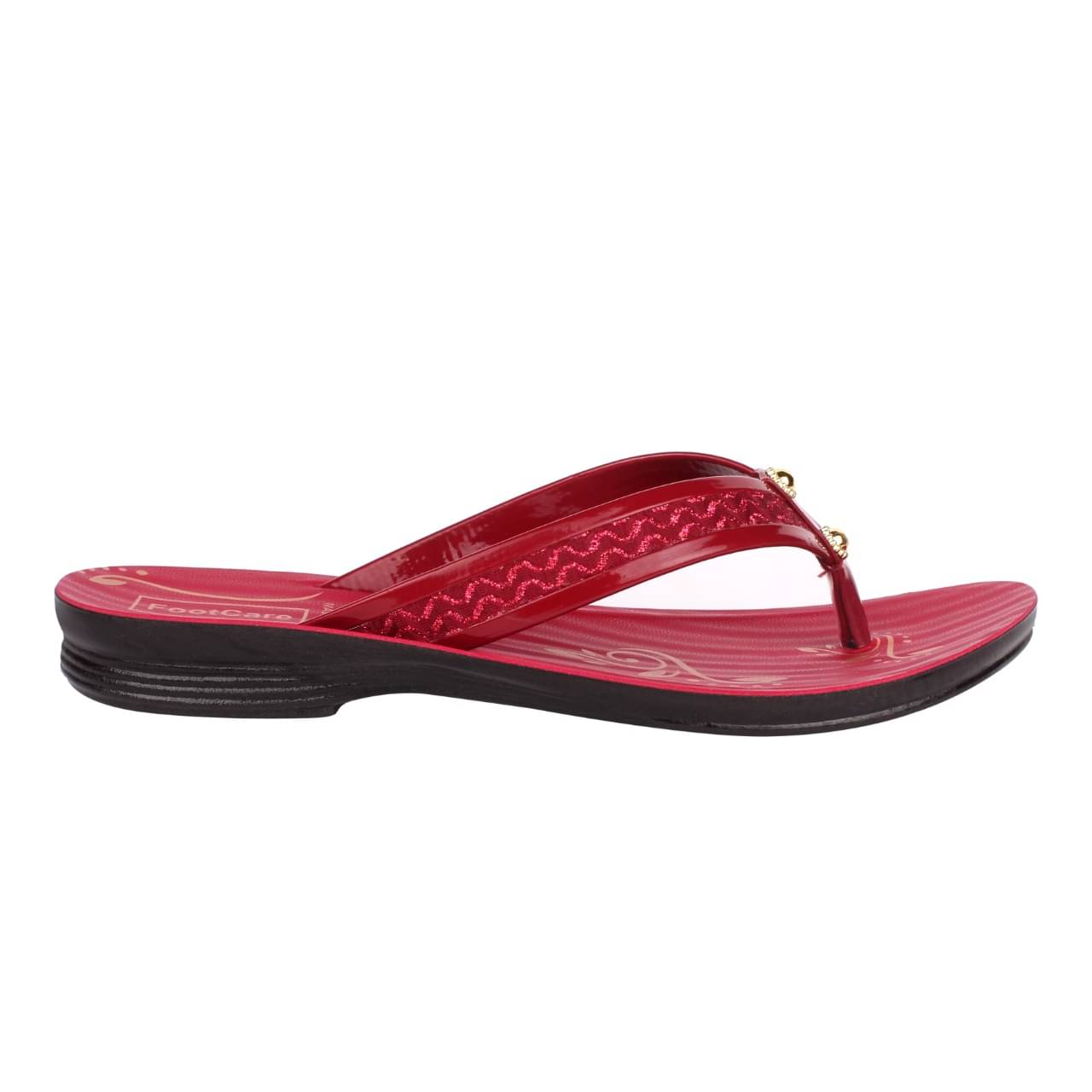     			PU RUDRA Red Women's Flip Flop