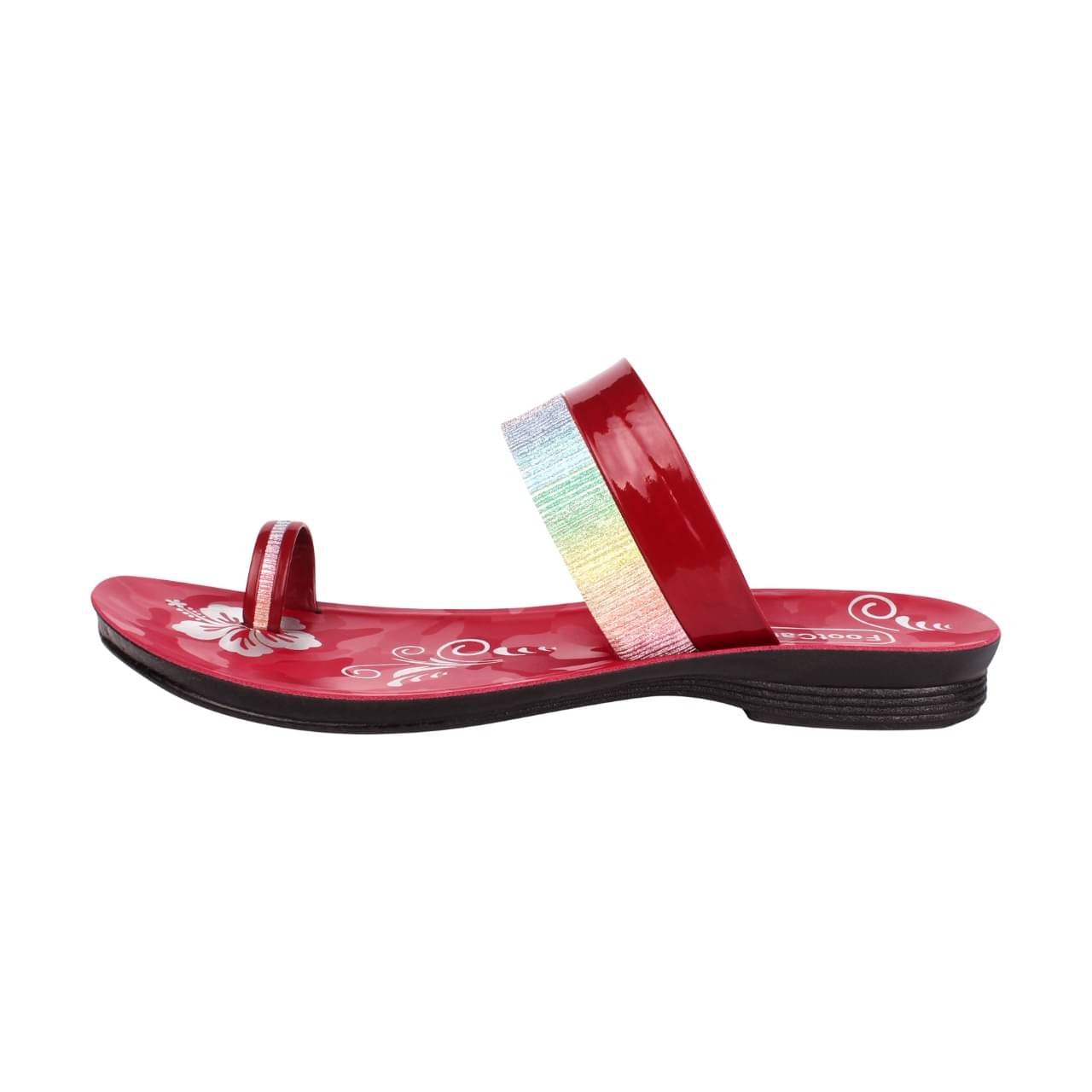     			PU RUDRA Red Women's Flip Flop