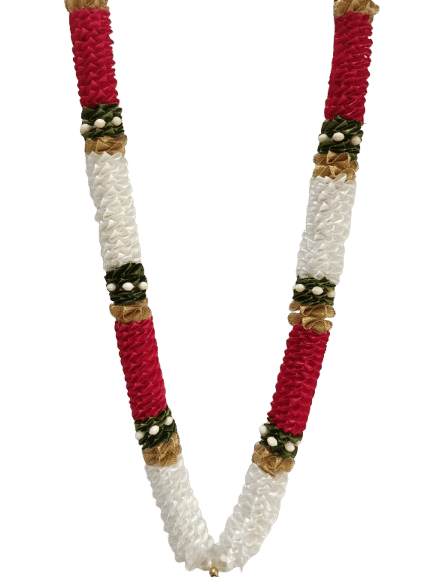 Sri Sainath Enterprises RED with White Flowers and Green Flowers with Jasmine Flowers Garland .Length -16 iINC Sri Sainath Enterprises RED with White Flowers and Green Flowers with Jasmine Flowers Garland .Length -16 iINC