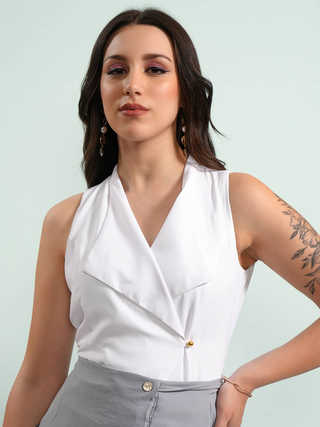     			Tokyo Talkies Women's Polyester Regular Top ( White )