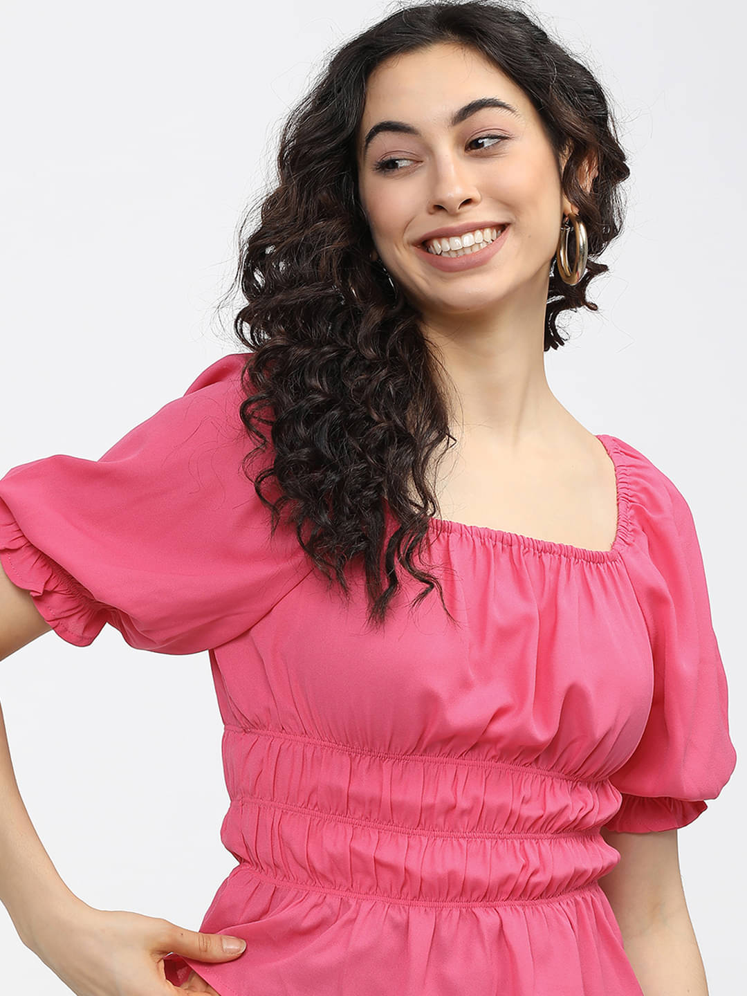 Tokyo Talkies Women's Polyester Regular Top ( Pink ) Tokyo Talkies Women's Polyester Regular Top ( Pink )