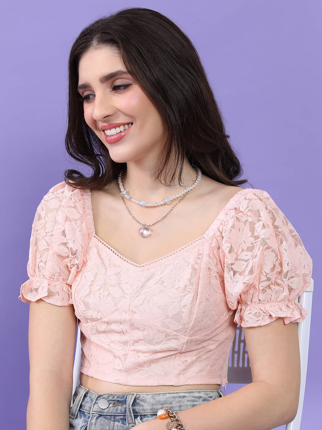 Tokyo Talkies Women's Polyester Crop Top ( Pink ) Tokyo Talkies Women's Polyester Crop Top ( Pink )