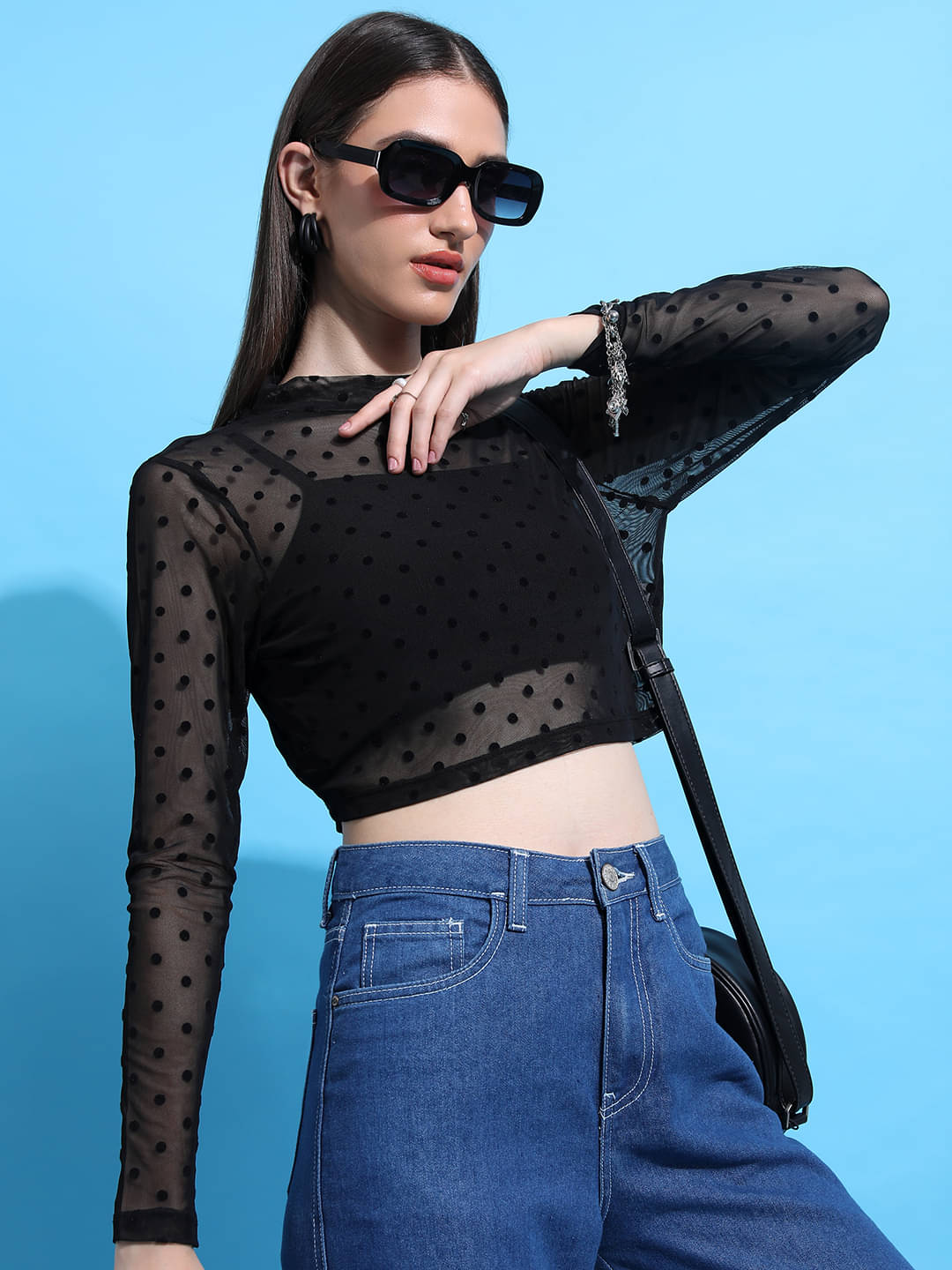 Tokyo Talkies Women's Polyester Regular Top ( Black ) Tokyo Talkies Women's Polyester Regular Top ( Black )