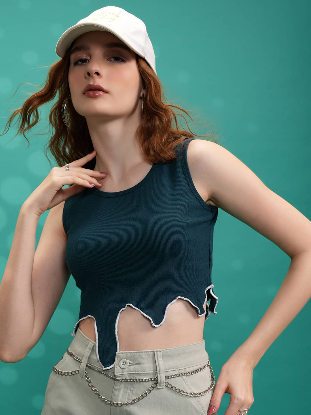 Tokyo Talkies Women's Polyester Crop Top ( Green )     			Tokyo Talkies Women's Polyester Crop Top ( Green )