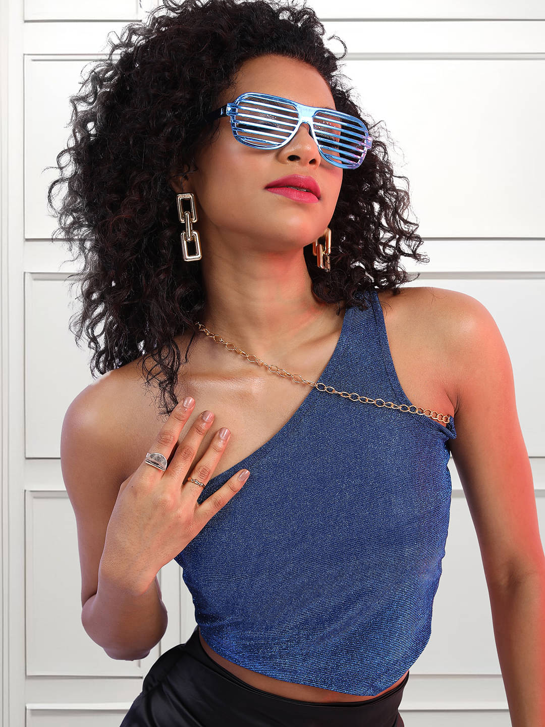     			Tokyo Talkies Women's Polyester Crop Top ( Blue )