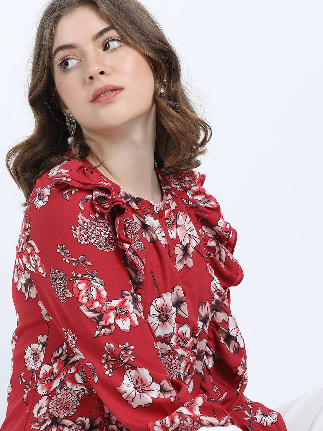 Tokyo Talkies Women's Polyester Regular Top ( Maroon ) Tokyo Talkies Women's Polyester Regular Top ( Maroon )