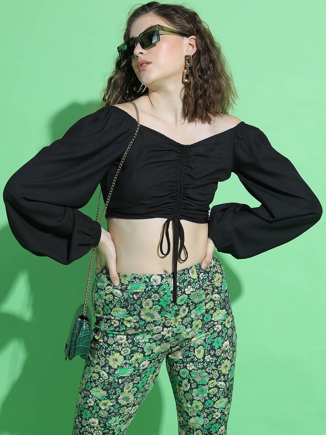 Tokyo Talkies Women's Polyester Regular Top ( Black )     			Tokyo Talkies Women's Polyester Regular Top ( Black )