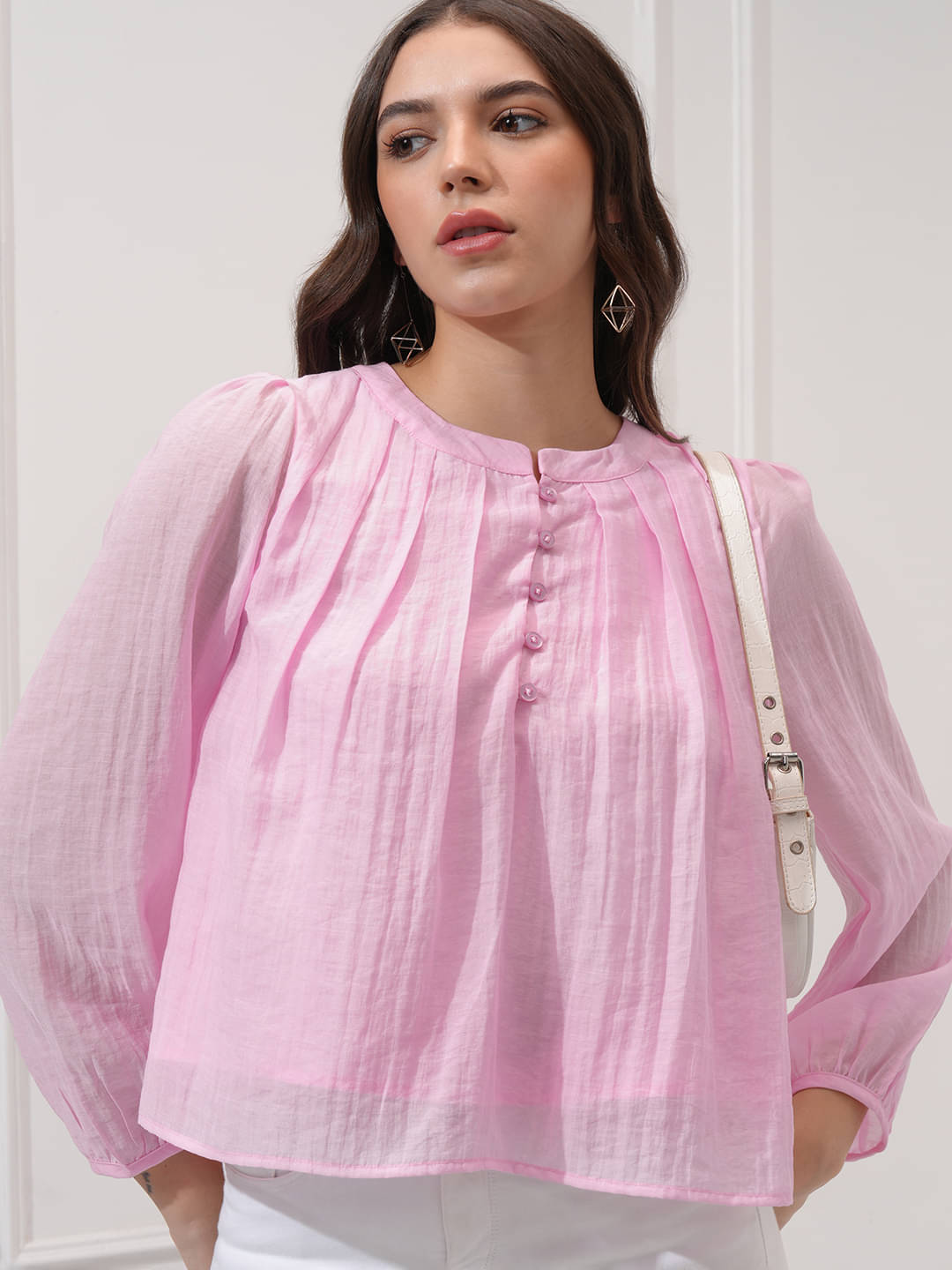 Tokyo Talkies Women's Viscose Blend Regular Top ( Pink ) Tokyo Talkies Women's Viscose Blend Regular Top ( Pink )