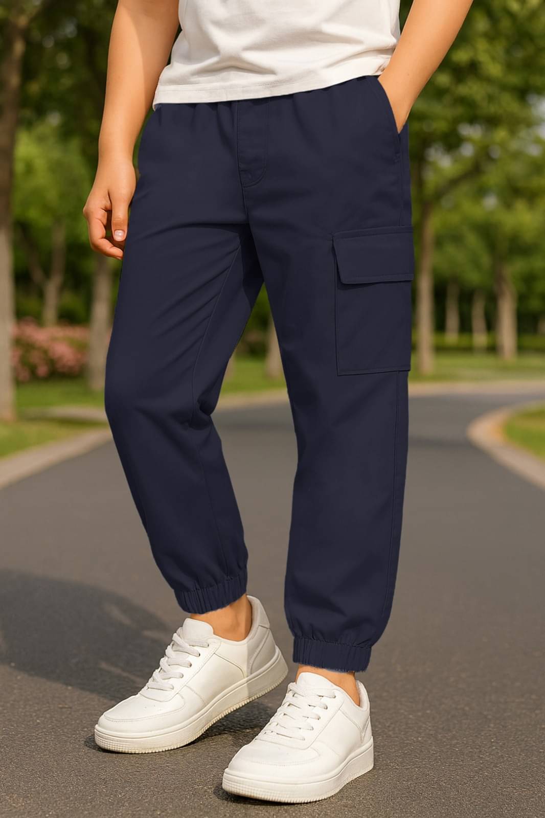     			Trampoline Pack of 1 Boys Cotton Cargos ( Navy Blue )