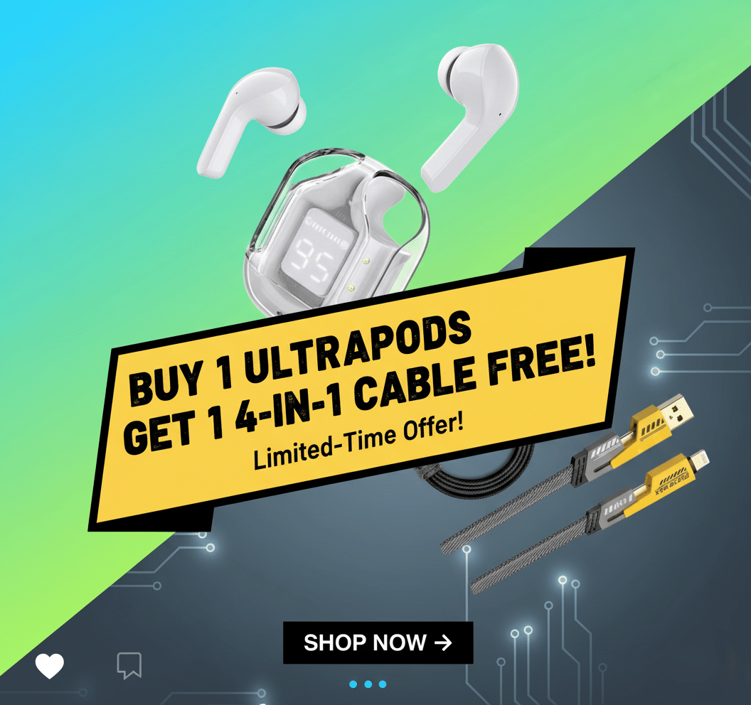     			Tws Ultrapods display bluetooth, Earbuds Pro + 4 in 1 data fast cable ,  Bluetooth Headphone + 4  in 1 charging cable