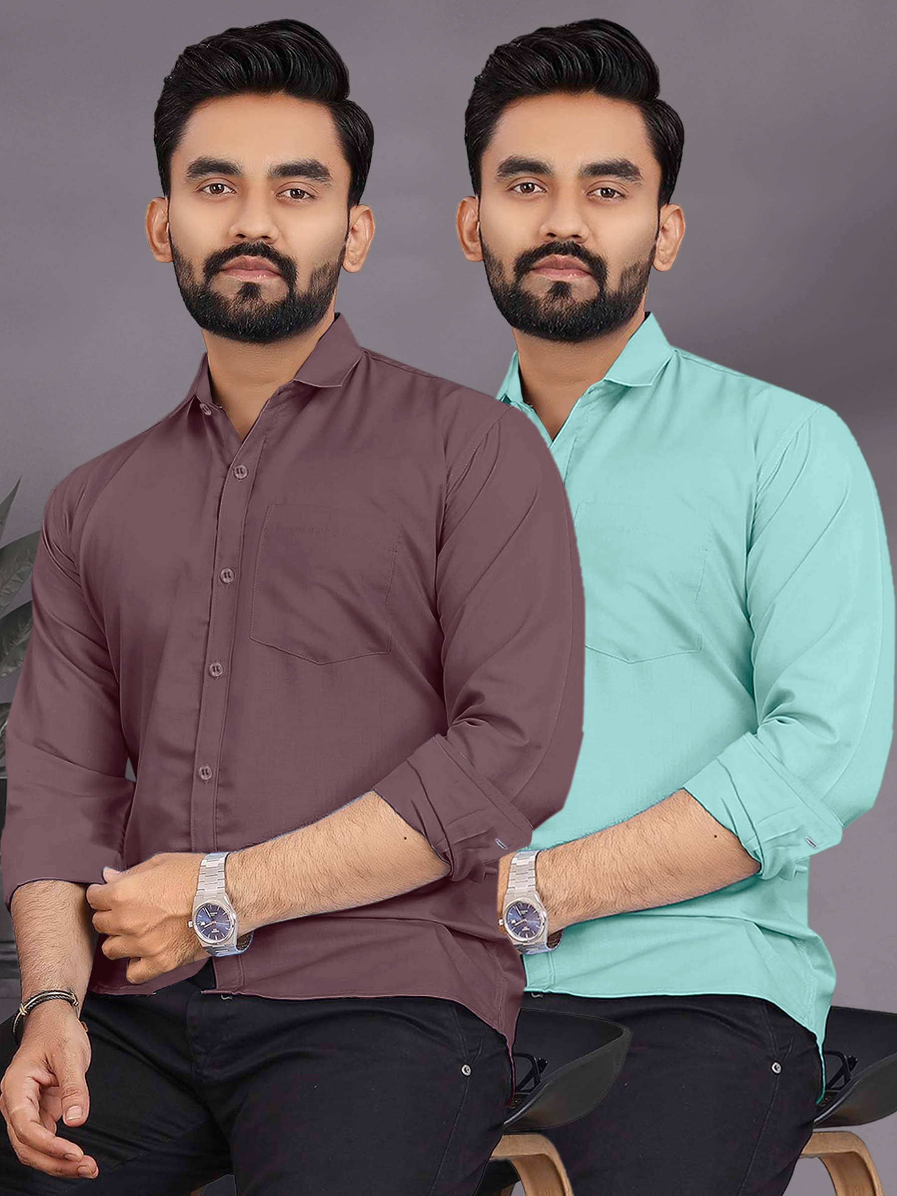 ALY JOHN Cotton Regular Fit Full Sleeves Men's Formal Shirt - Multicolor ( Pack of 2 )     			ALY JOHN Cotton Regular Fit Full Sleeves Men's Formal Shirt - Multicolor ( Pack of 2 )
