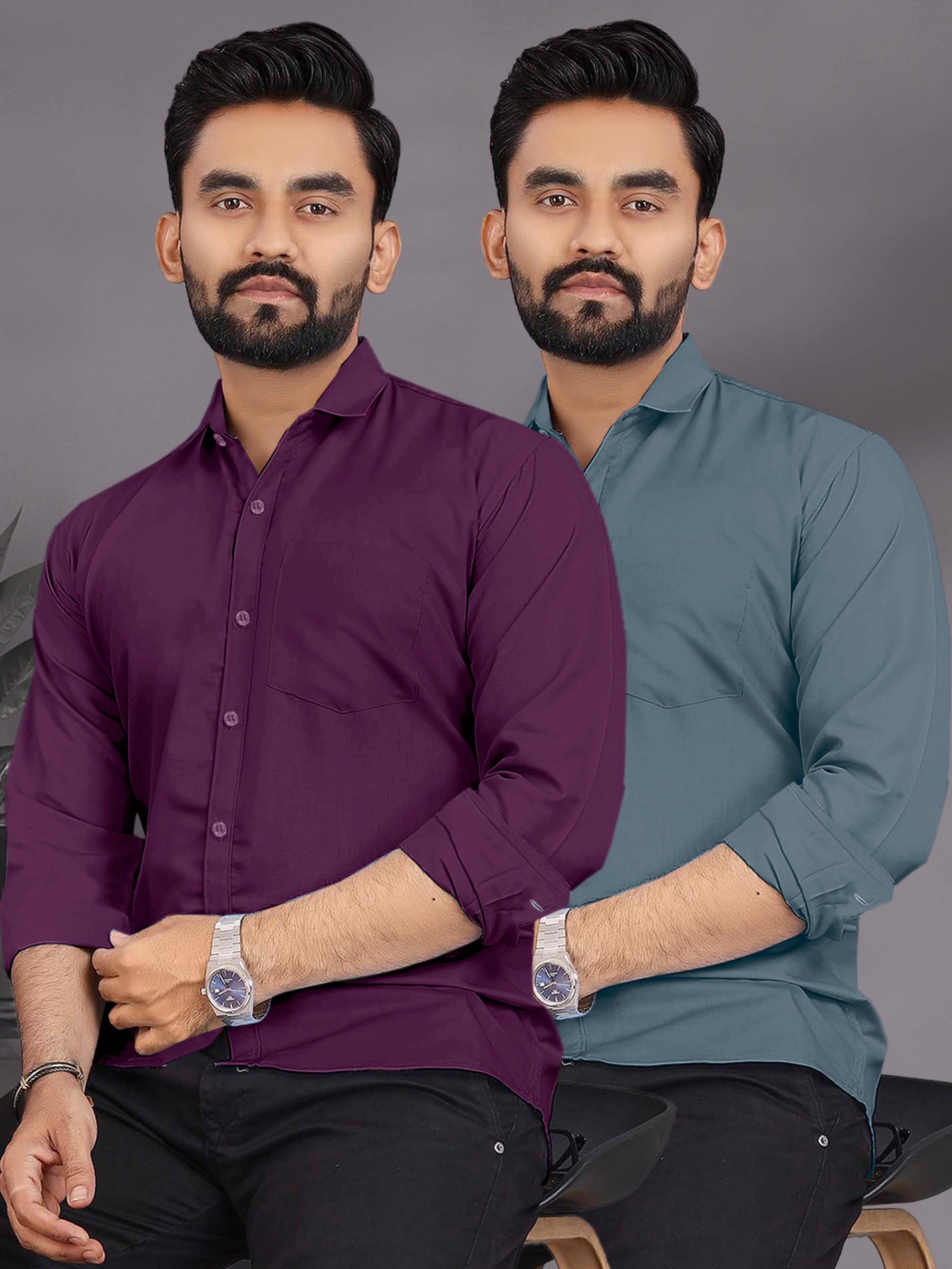 ALY JOHN Cotton Regular Fit Full Sleeves Men's Formal Shirt - Multicolor 8 ( Pack of 2 ) ALY JOHN Cotton Regular Fit Full Sleeves Men's Formal Shirt - Multicolor 8 ( Pack of 2 )