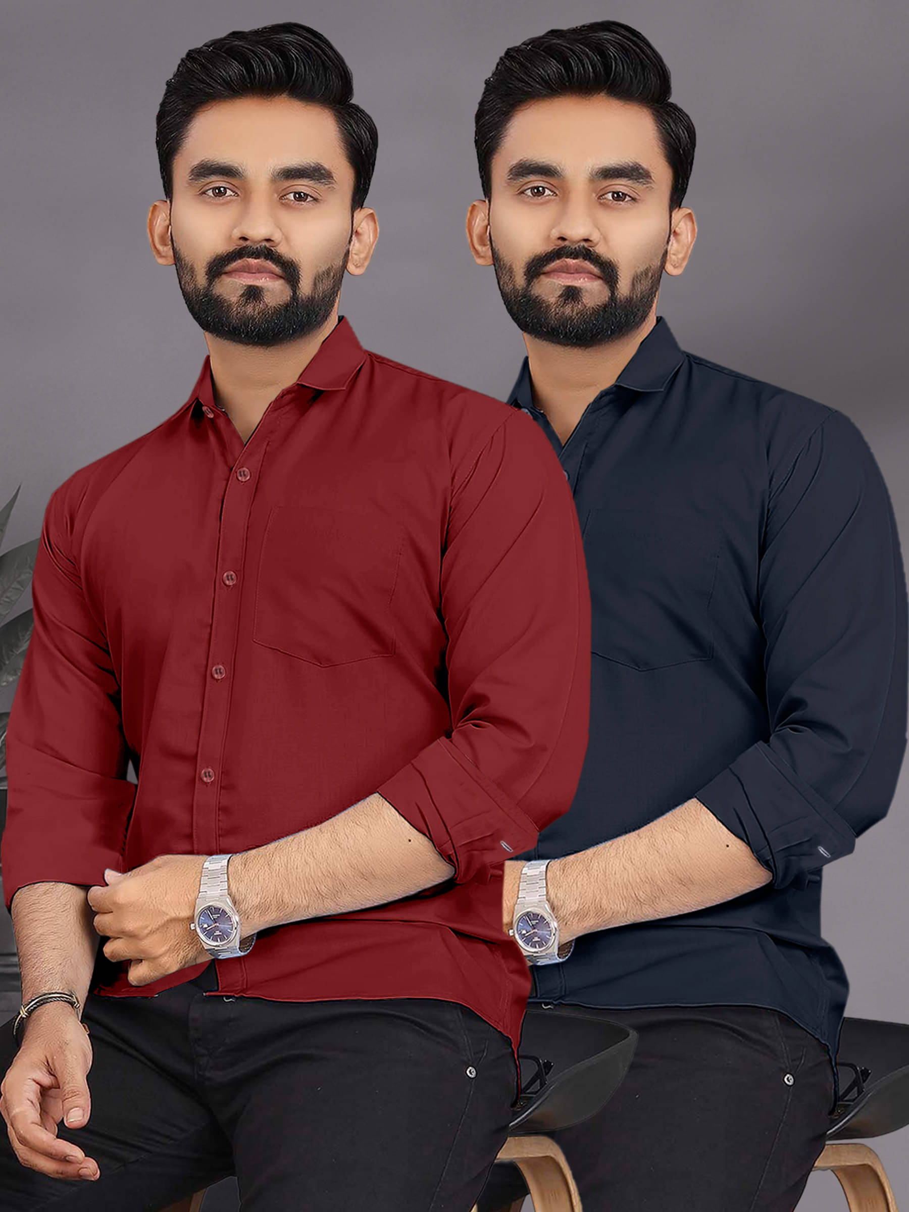 ALY JOHN Cotton Regular Fit Full Sleeves Men's Formal Shirt - Multicolor 3 ( Pack of 2 ) ALY JOHN Cotton Regular Fit Full Sleeves Men's Formal Shirt - Multicolor 3 ( Pack of 2 )