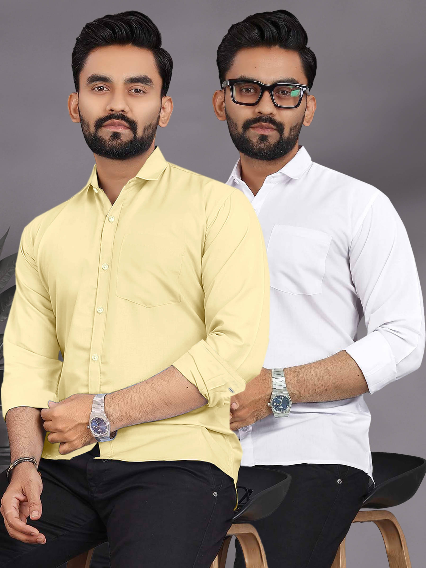ALY JOHN Cotton Regular Fit Full Sleeves Men's Formal Shirt - Multicolor 5 ( Pack of 2 ) ALY JOHN Cotton Regular Fit Full Sleeves Men's Formal Shirt - Multicolor 5 ( Pack of 2 )