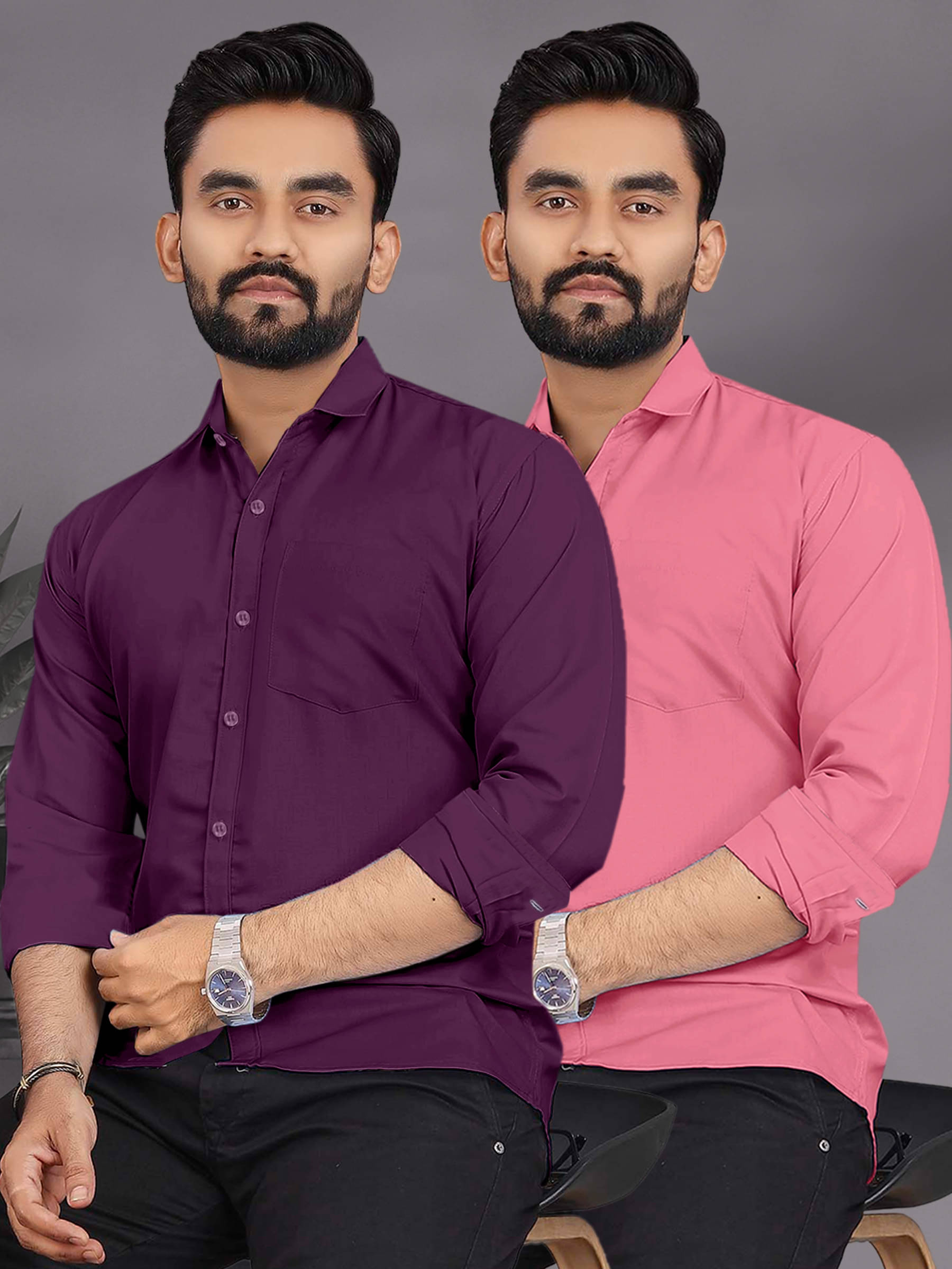 ALY JOHN Cotton Regular Fit Full Sleeves Men's Formal Shirt - Multicolor 6 ( Pack of 2 ) ALY JOHN Cotton Regular Fit Full Sleeves Men's Formal Shirt - Multicolor 6 ( Pack of 2 )