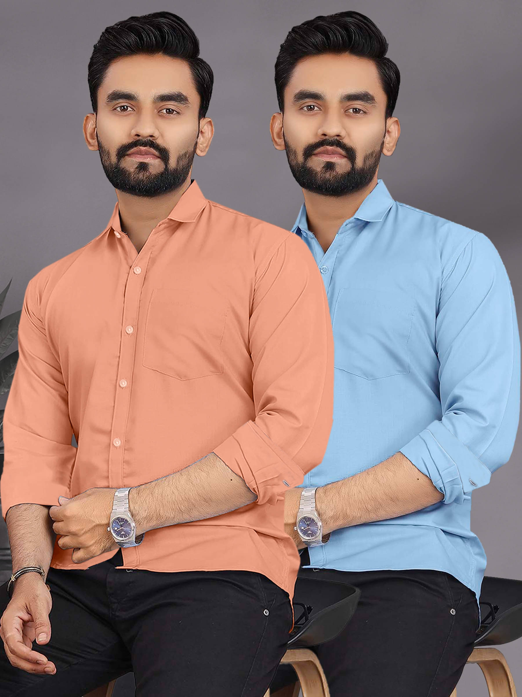 ALY JOHN Cotton Regular Fit Full Sleeves Men's Formal Shirt - Multicolor 6 ( Pack of 2 ) ALY JOHN Cotton Regular Fit Full Sleeves Men's Formal Shirt - Multicolor 6 ( Pack of 2 )
