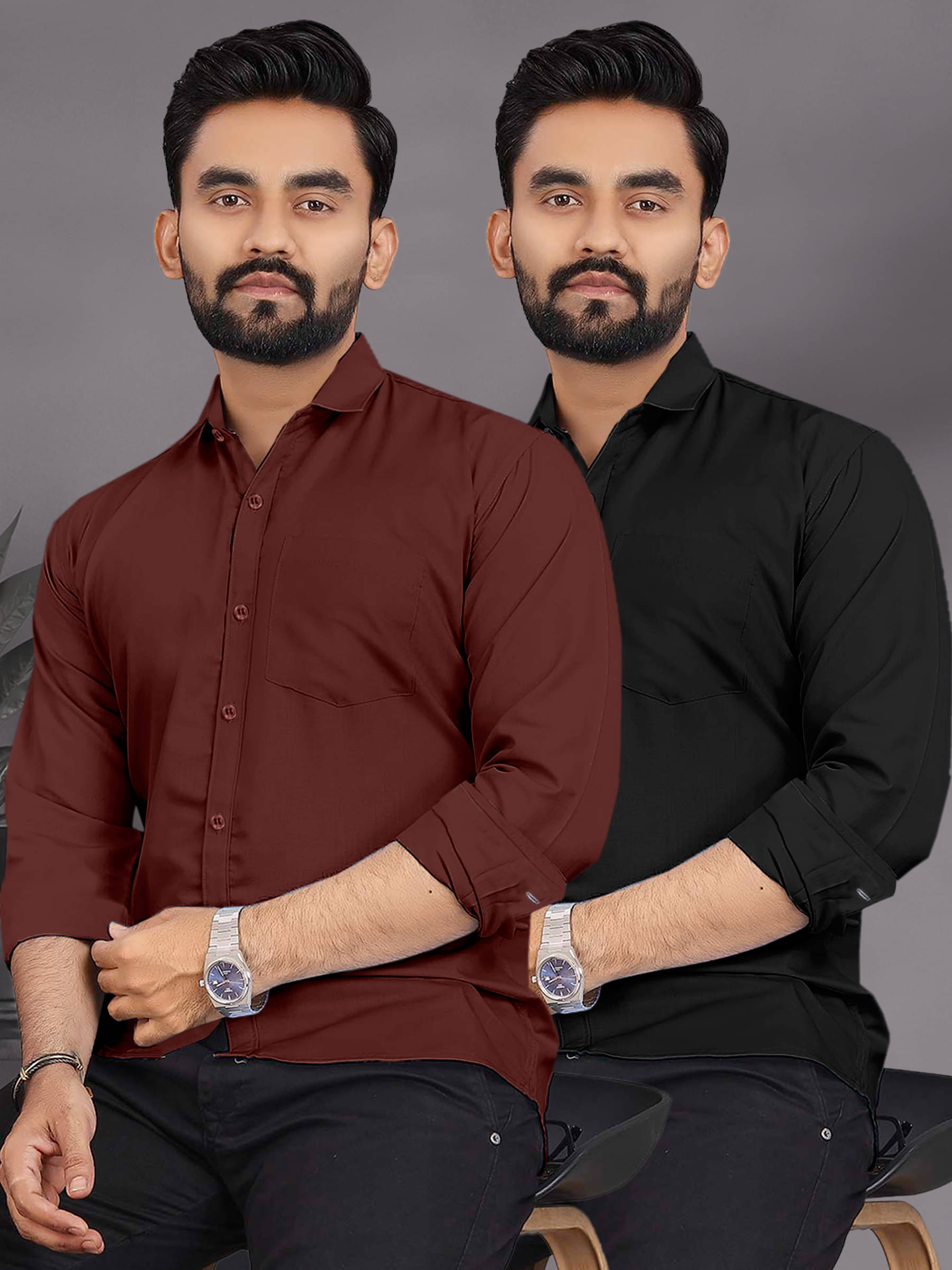     			ALY JOHN Cotton Regular Fit Full Sleeves Men's Formal Shirt - Multicolor 9 ( Pack of 2 )