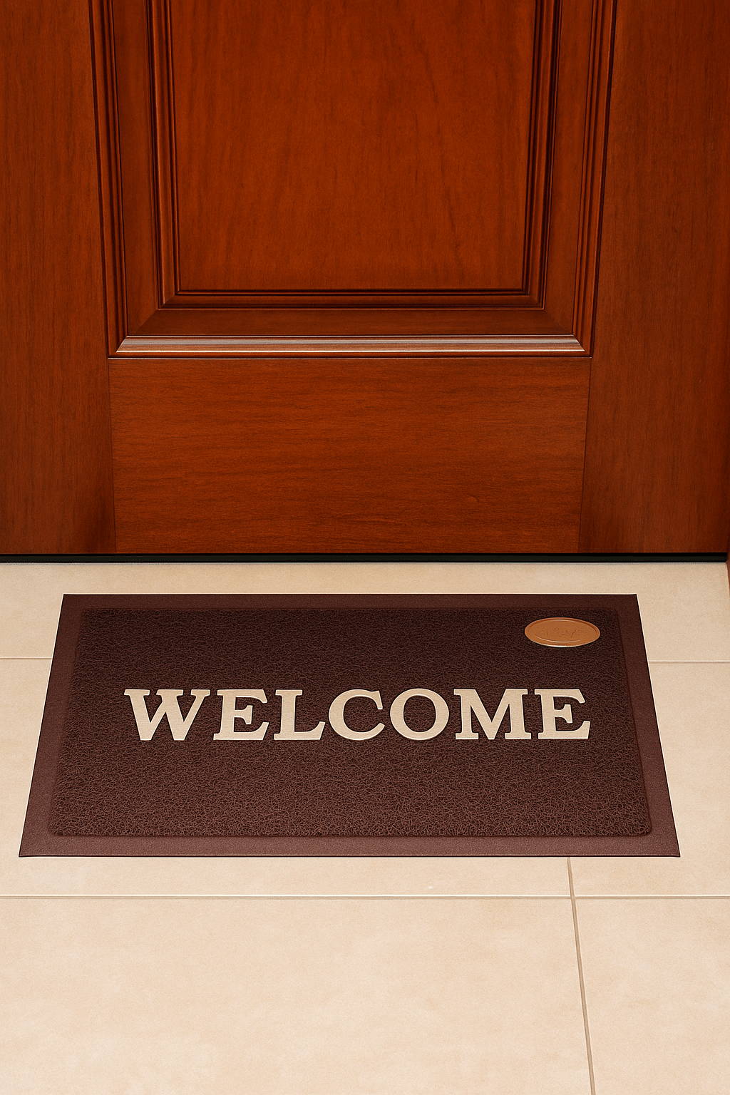     			ANtiqo Bronze Leather Rectangular Floor Mat ( Pack of 1 )