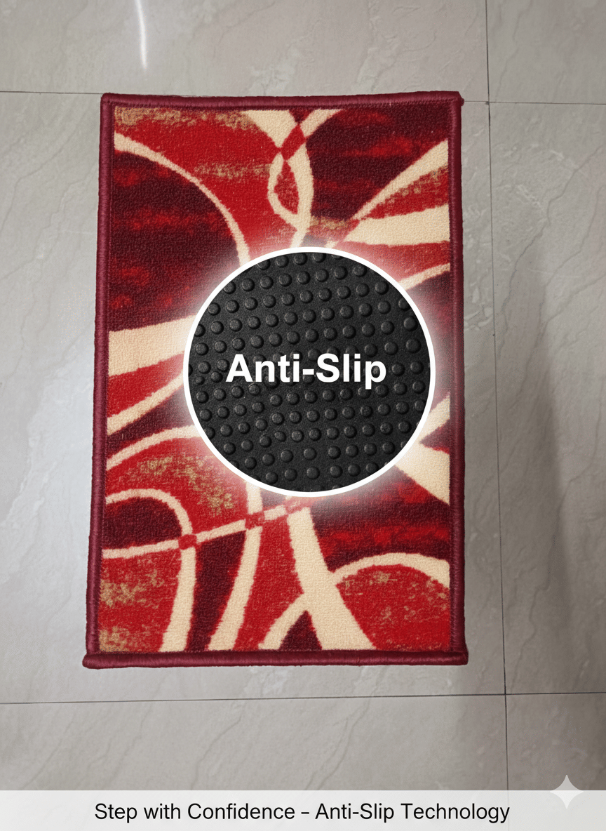     			ANtiqo Red Cotton Rectangular Floor Mat ( Pack of 1 )