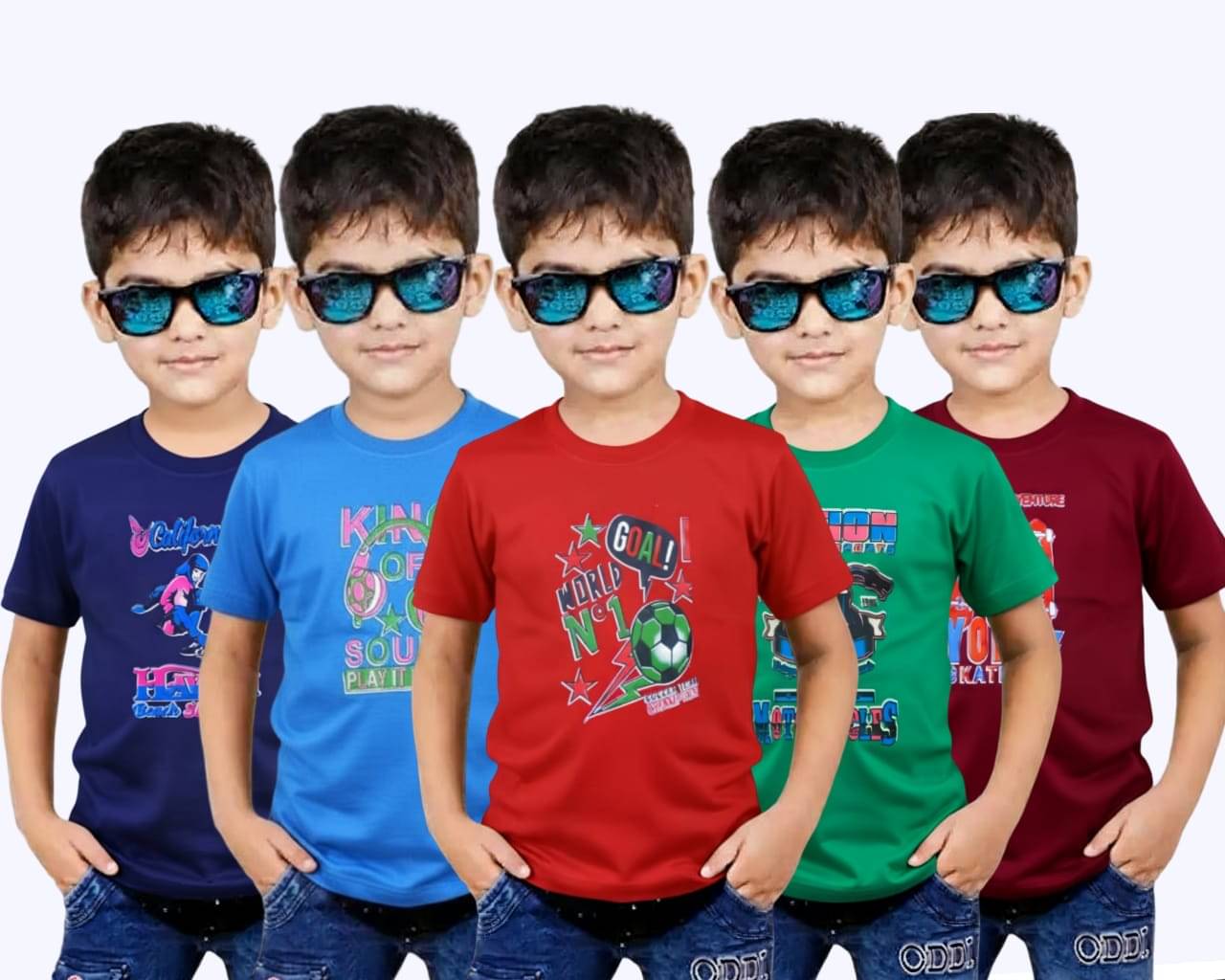    			Alan Deers Pack of 5 Boys Cotton T-Shirt ( Multicolor )