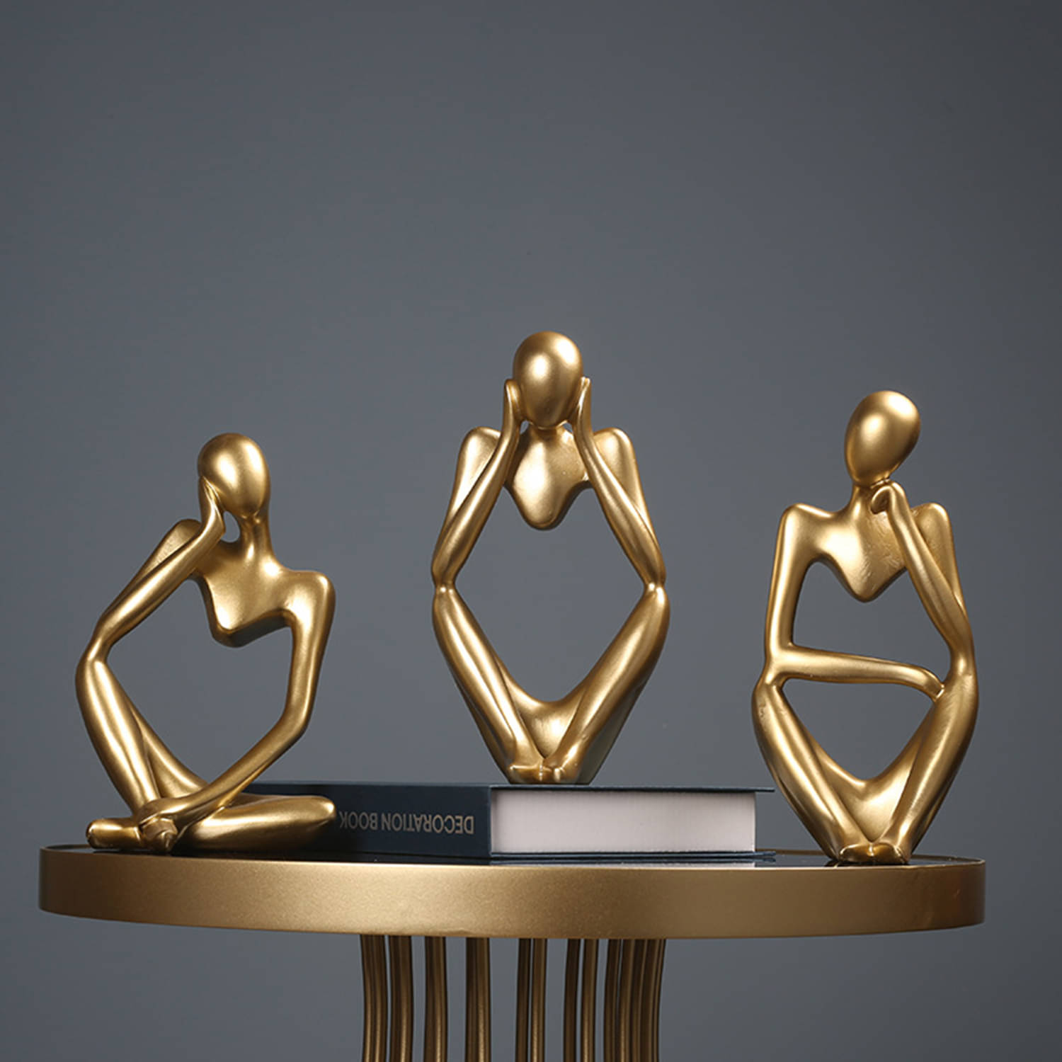     			Dealseven Fashion Pack Of 3 Men Statue Modern Art Abstract Sitting Sculpture Showpiece