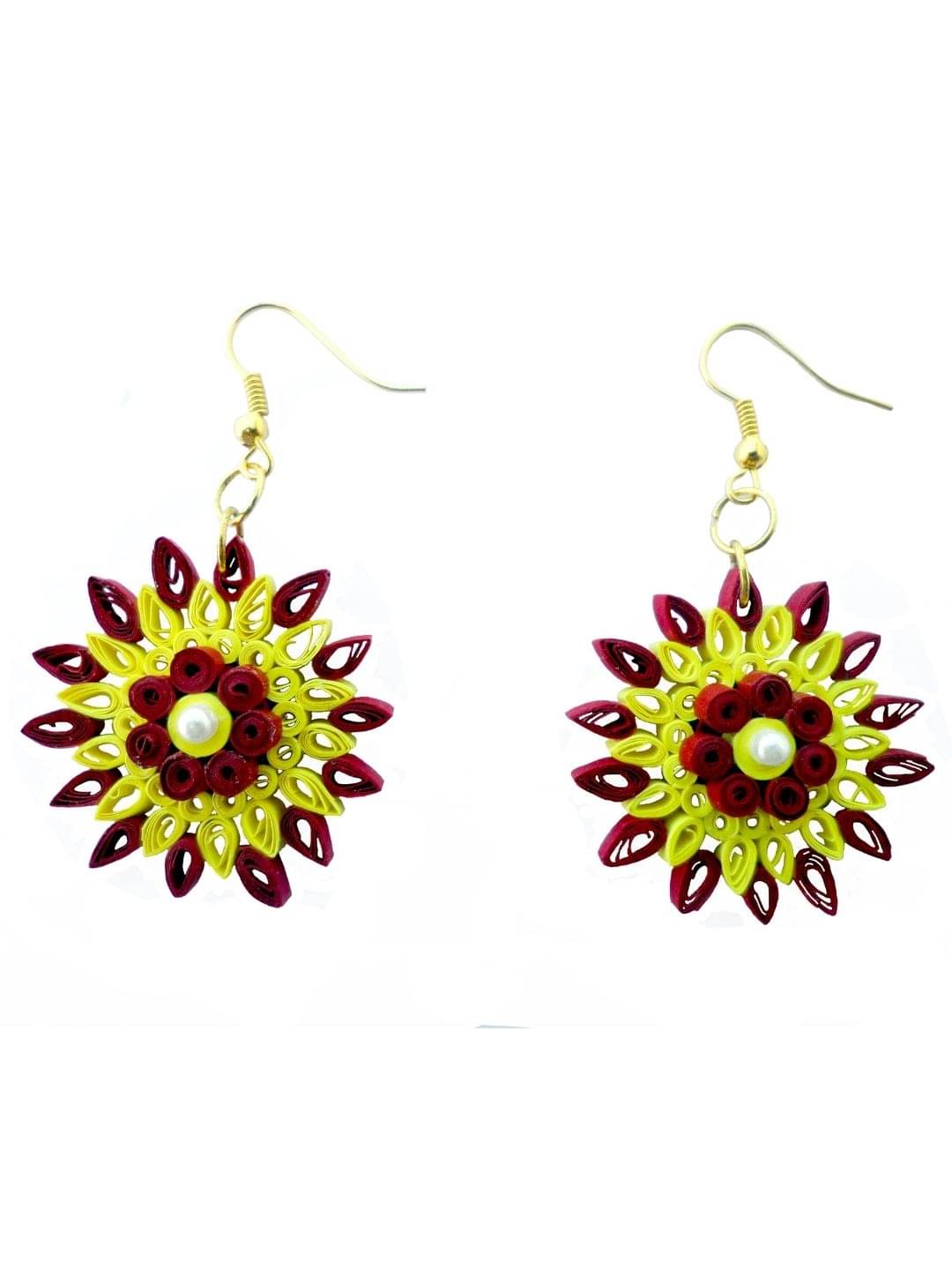     			Designer's Collection Yellow Drop Earrings ( Pack of 1 )