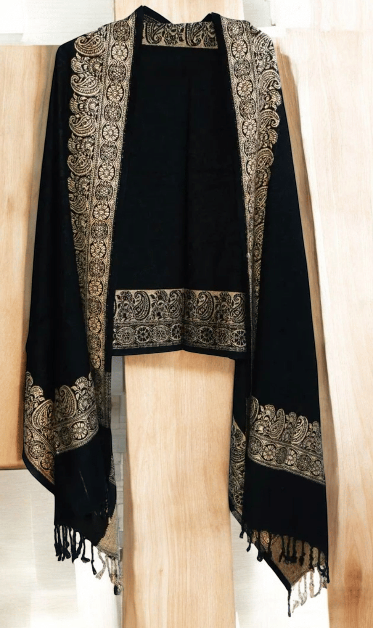     			Desttronne Black Self Design Shawl - ( Pack of 1 )