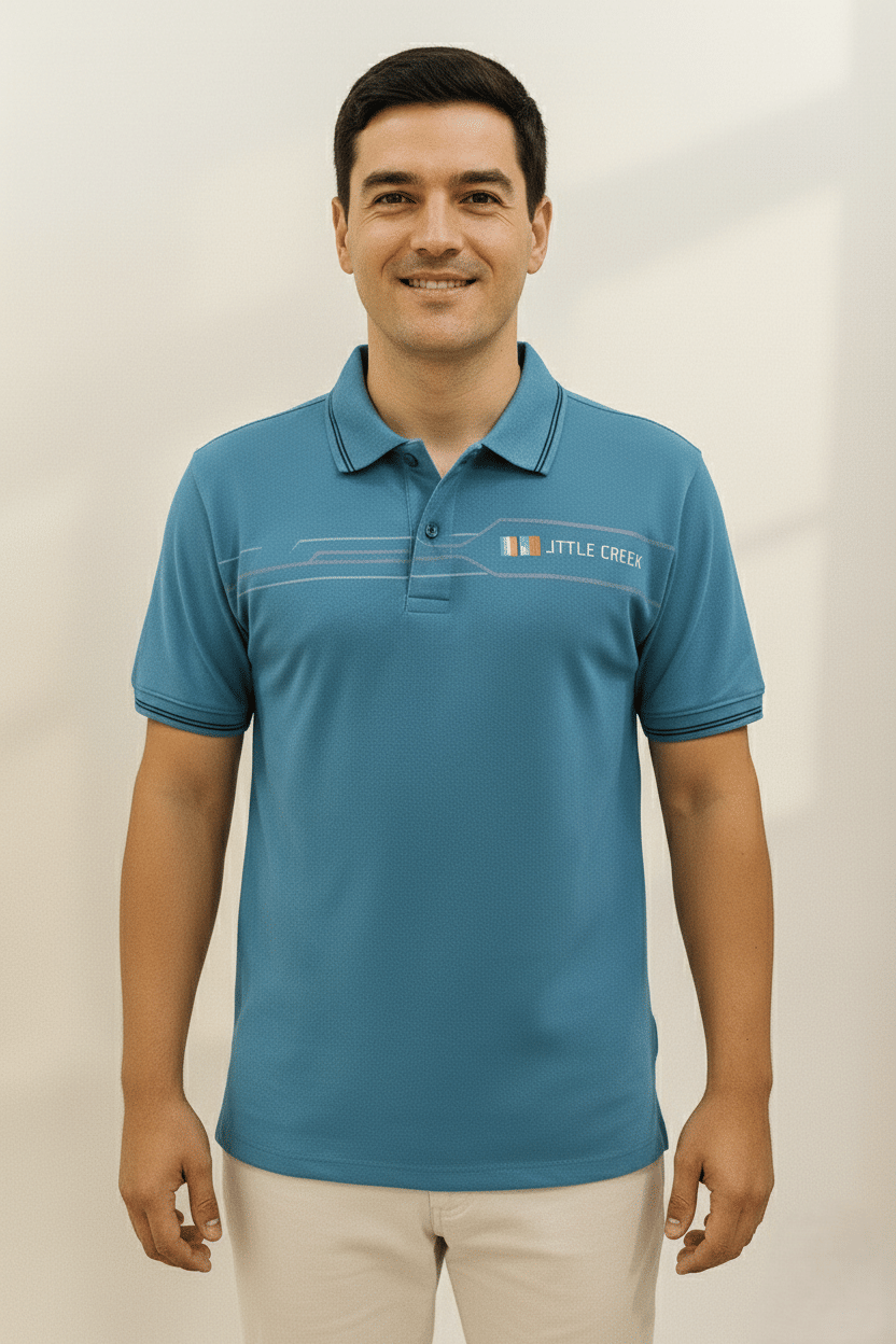 Dollar Men Cotton Regular Fit Printed Polo T Shirt ( Blue )