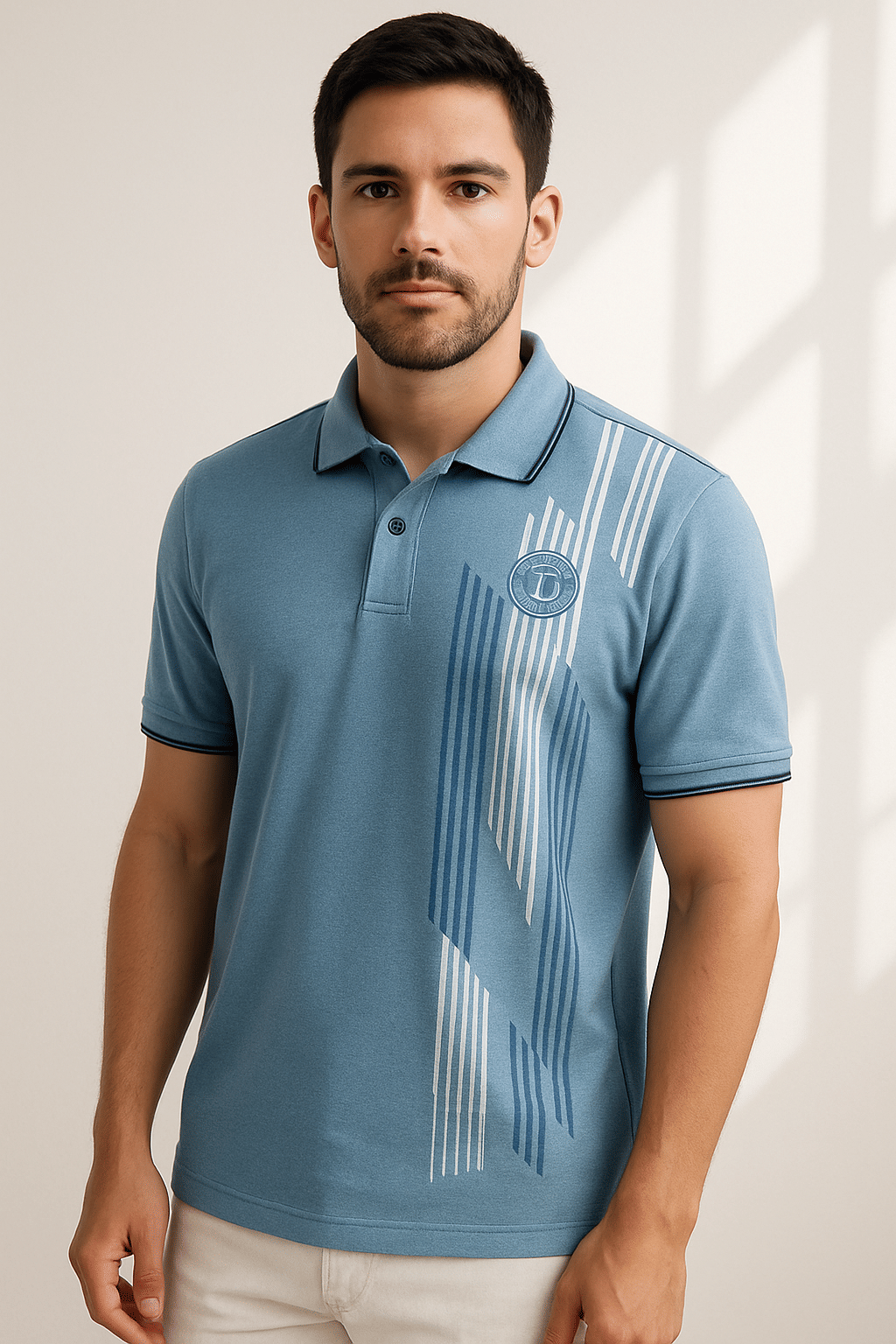 Dollar Men Cotton Regular Fit Printed Polo T Shirt ( Light Grey )