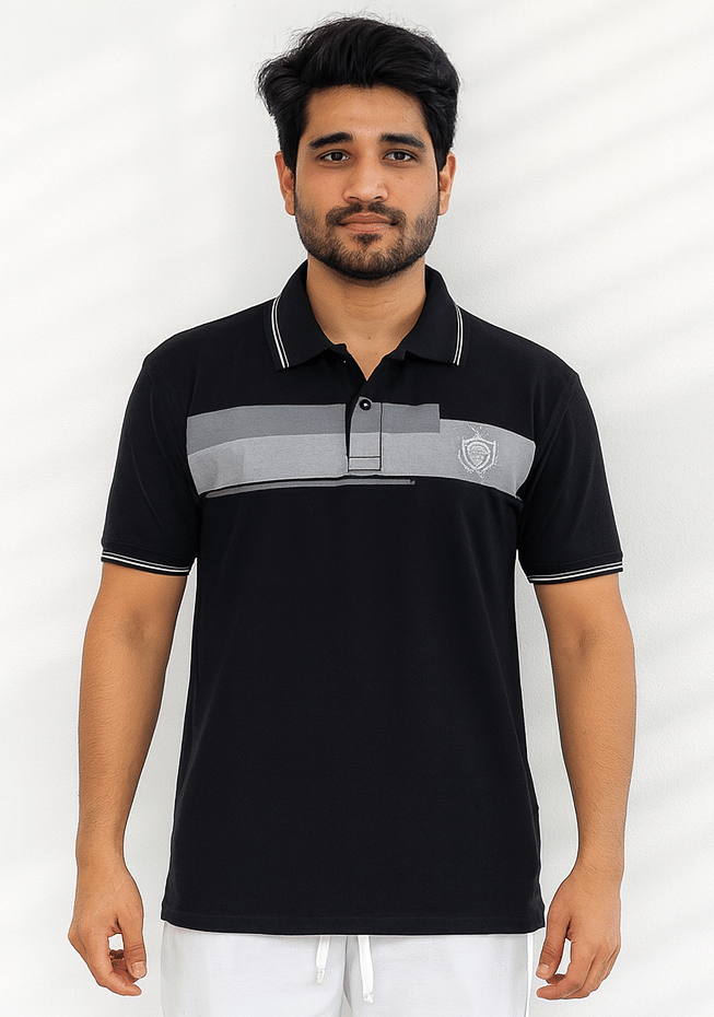     			Dollar Men Cotton Regular Fit Printed Polo T Shirt ( Black )