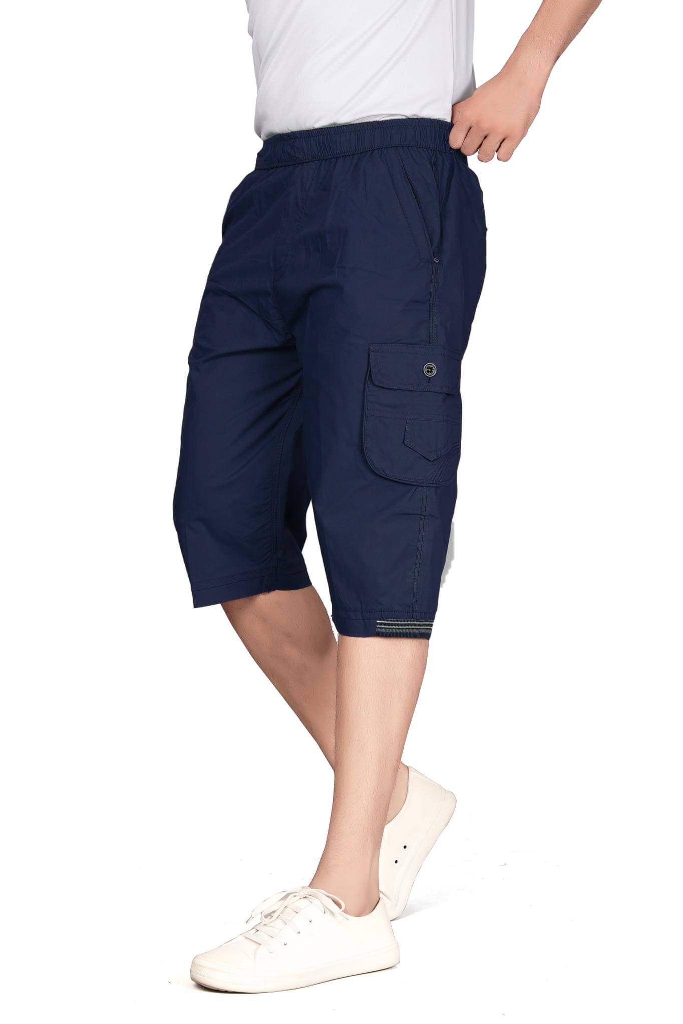     			Ethnic trove Blue Cotton Blend Men's Three-Fourths ( Pack of 1 )