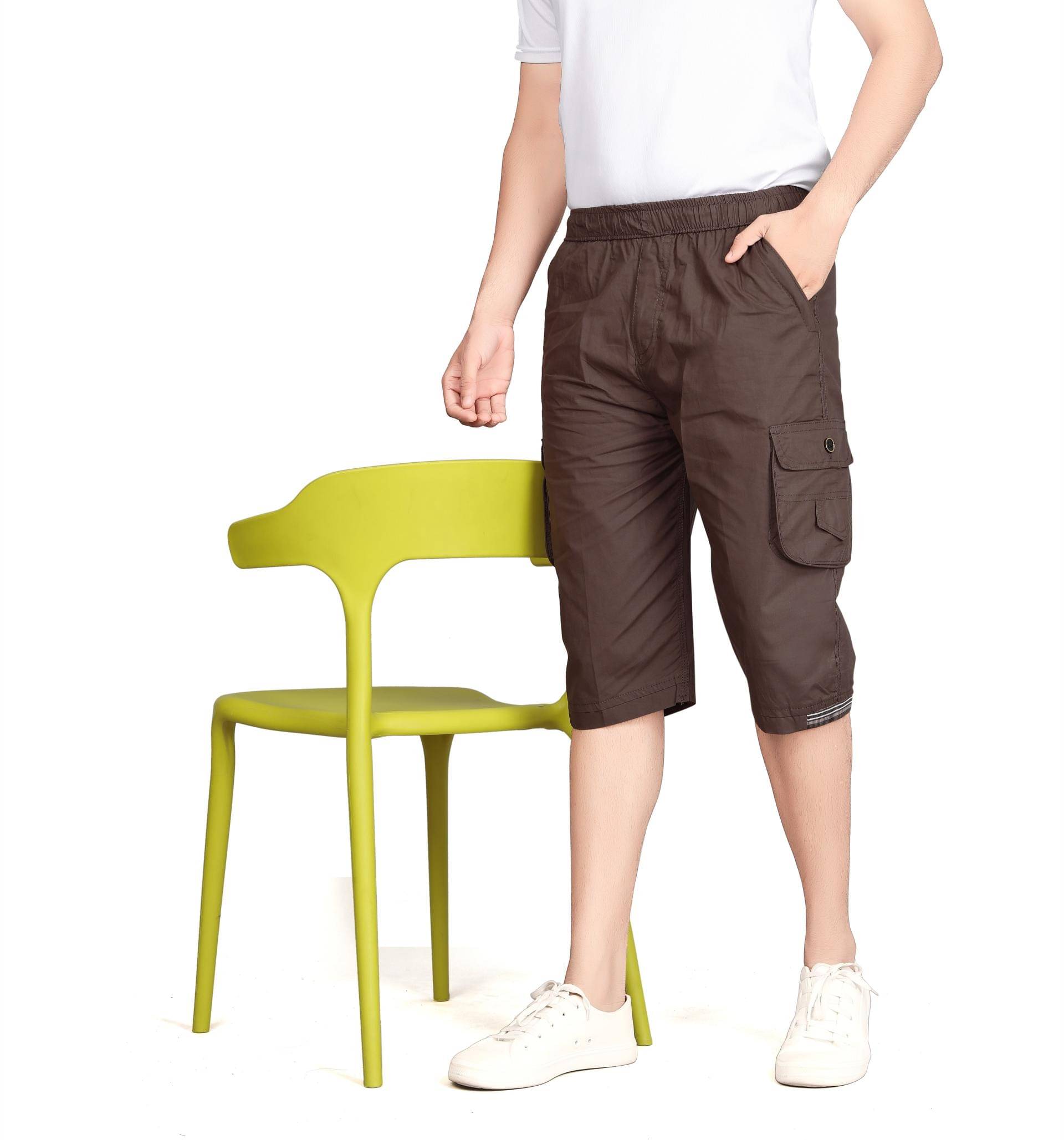     			Ethnic trove Brown Cotton Blend Men's Three-Fourths ( Pack of 1 )