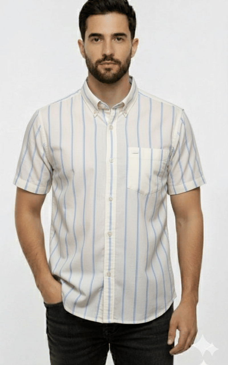 FABRIZER 100% Cotton Regular Fit Striped Half Sleeves Men's Casual Shirt - Multicolor ( Pack of 1 )     			FABRIZER 100% Cotton Regular Fit Striped Half Sleeves Men's Casual Shirt - Multicolor ( Pack of 1 )