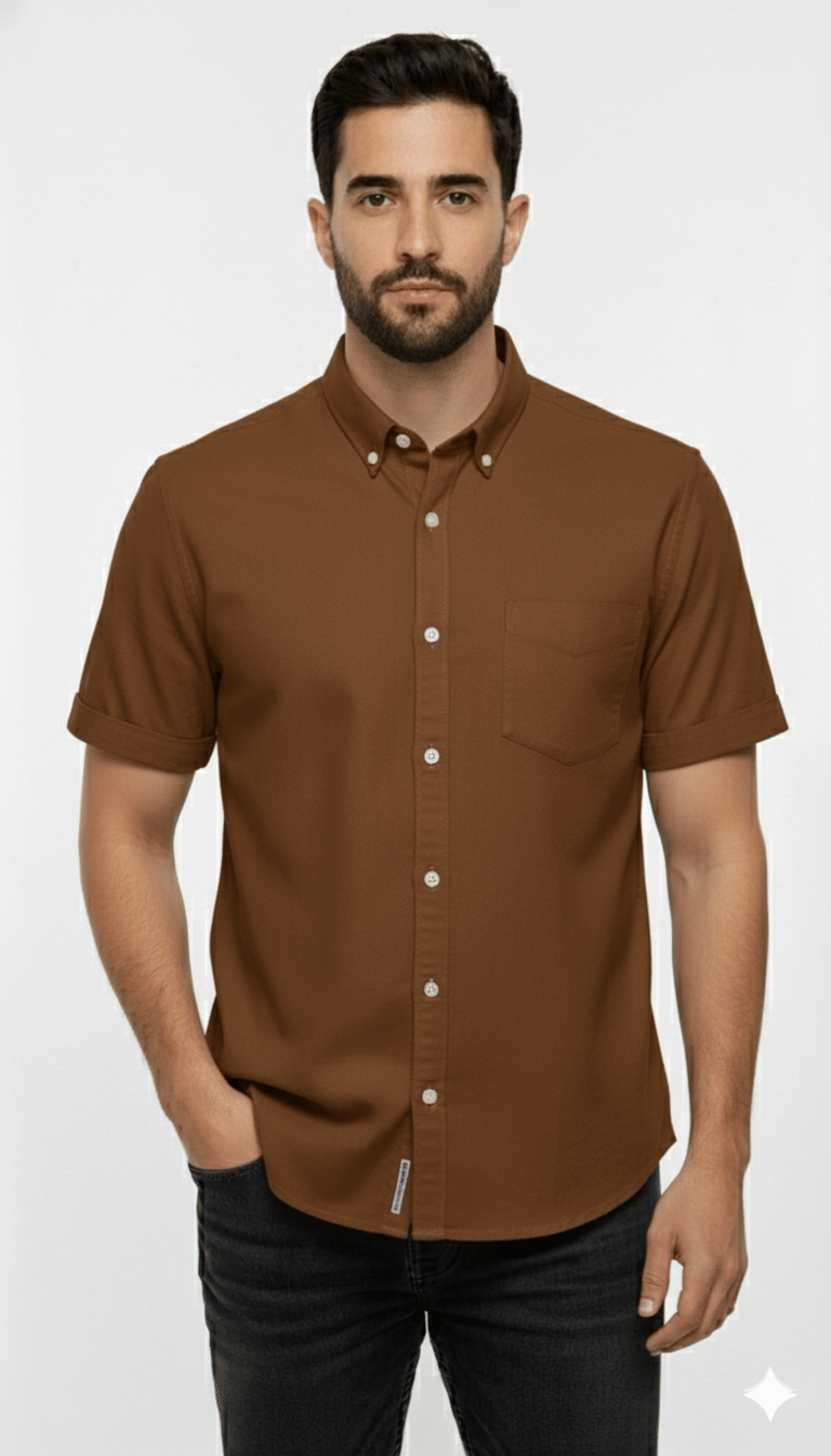 FABRIZER 100% Cotton Slim Fit Solids Half Sleeves Men's Casual Shirt - Brown ( Pack of 1 ) FABRIZER 100% Cotton Slim Fit Solids Half Sleeves Men's Casual Shirt - Brown ( Pack of 1 )