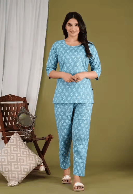     			Generic Women Top With Trousers Co-Ord Set ( Blue )