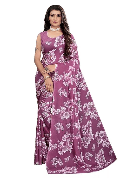 Generic Synthetic Printed Regular Saree With Unstitched Blouse Piece ( Pink ) Generic Synthetic Printed Regular Saree With Unstitched Blouse Piece ( Pink )