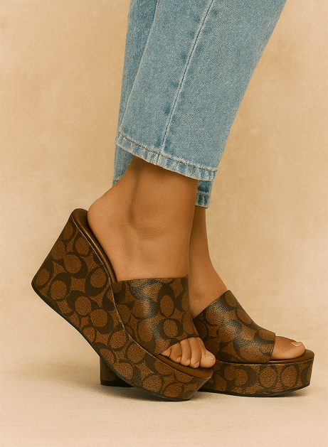 GLOGLAMP Brown Women's Sandal Heels GLOGLAMP Brown Women's Sandal Heels