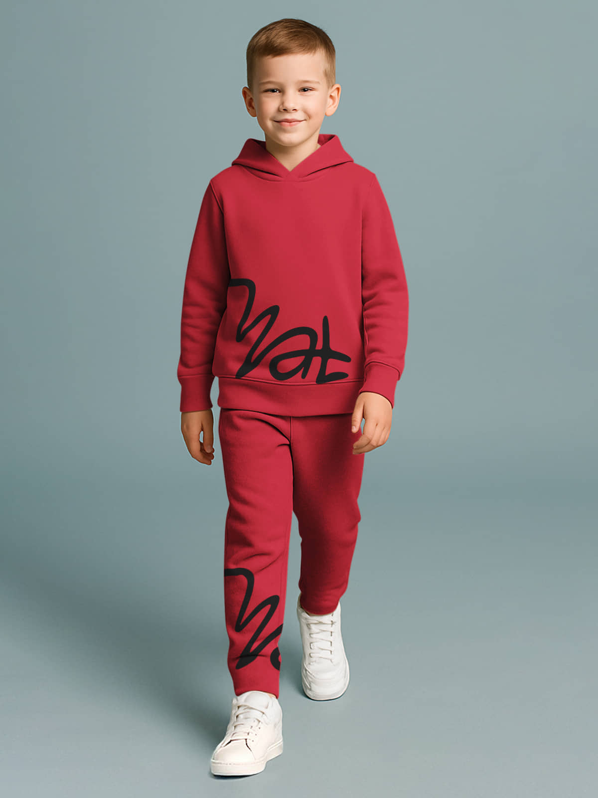 HELLCAT Pack of 1 Boys Cotton Blend Sweatshirt & Trackpant Set ( Maroon )