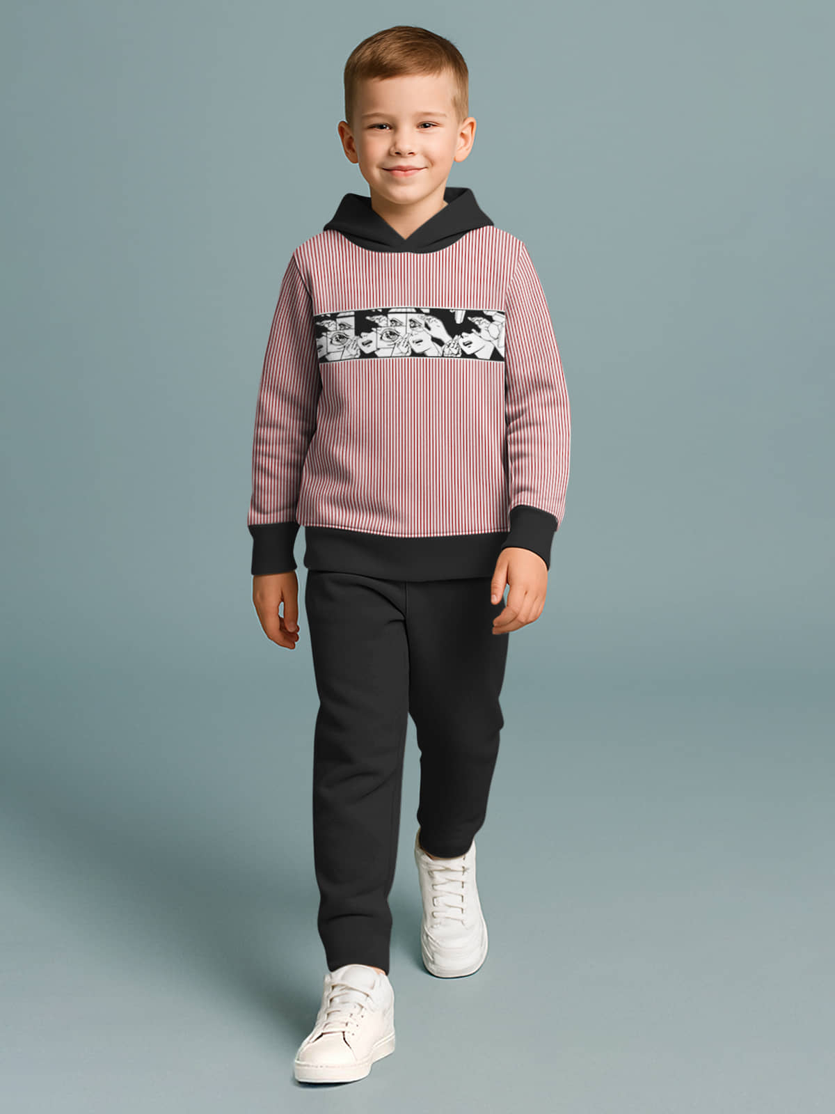 HELLCAT Pack of 1 Boys Cotton Blend Sweatshirt & Trackpant Set ( Red )