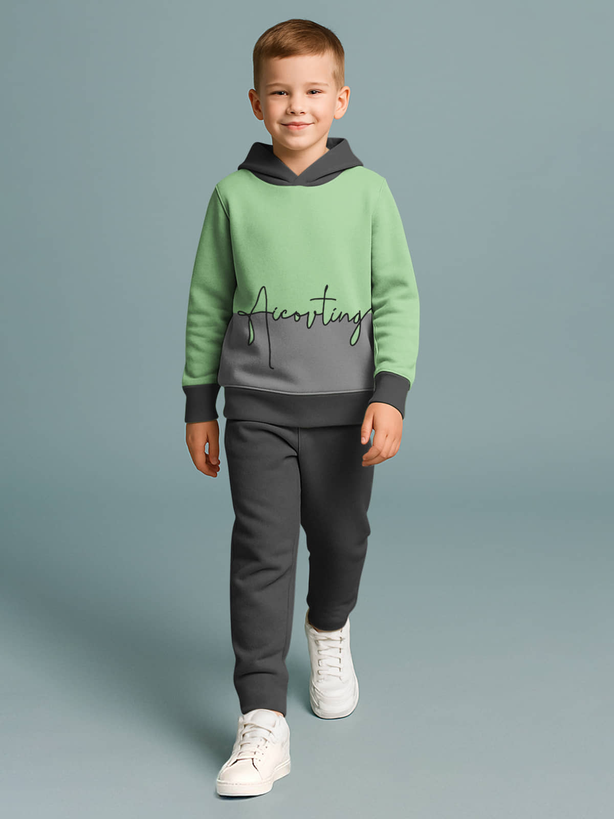 HELLCAT Pack of 1 Boys Cotton Blend Sweatshirt & Trackpant Set ( Green )