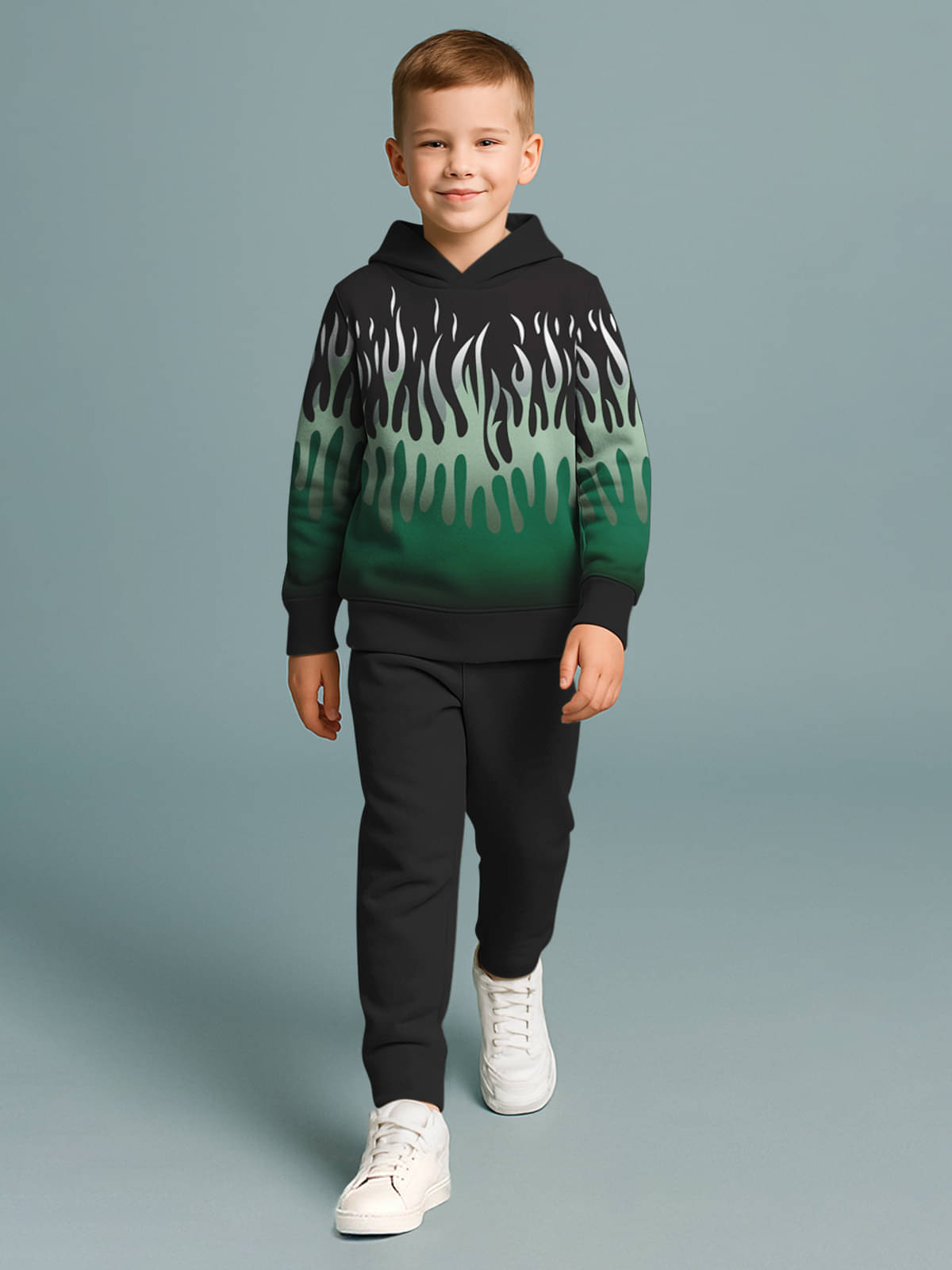    			HELLCAT Pack of 1 Boys Cotton Blend Sweatshirt & Trackpant Set ( Black )