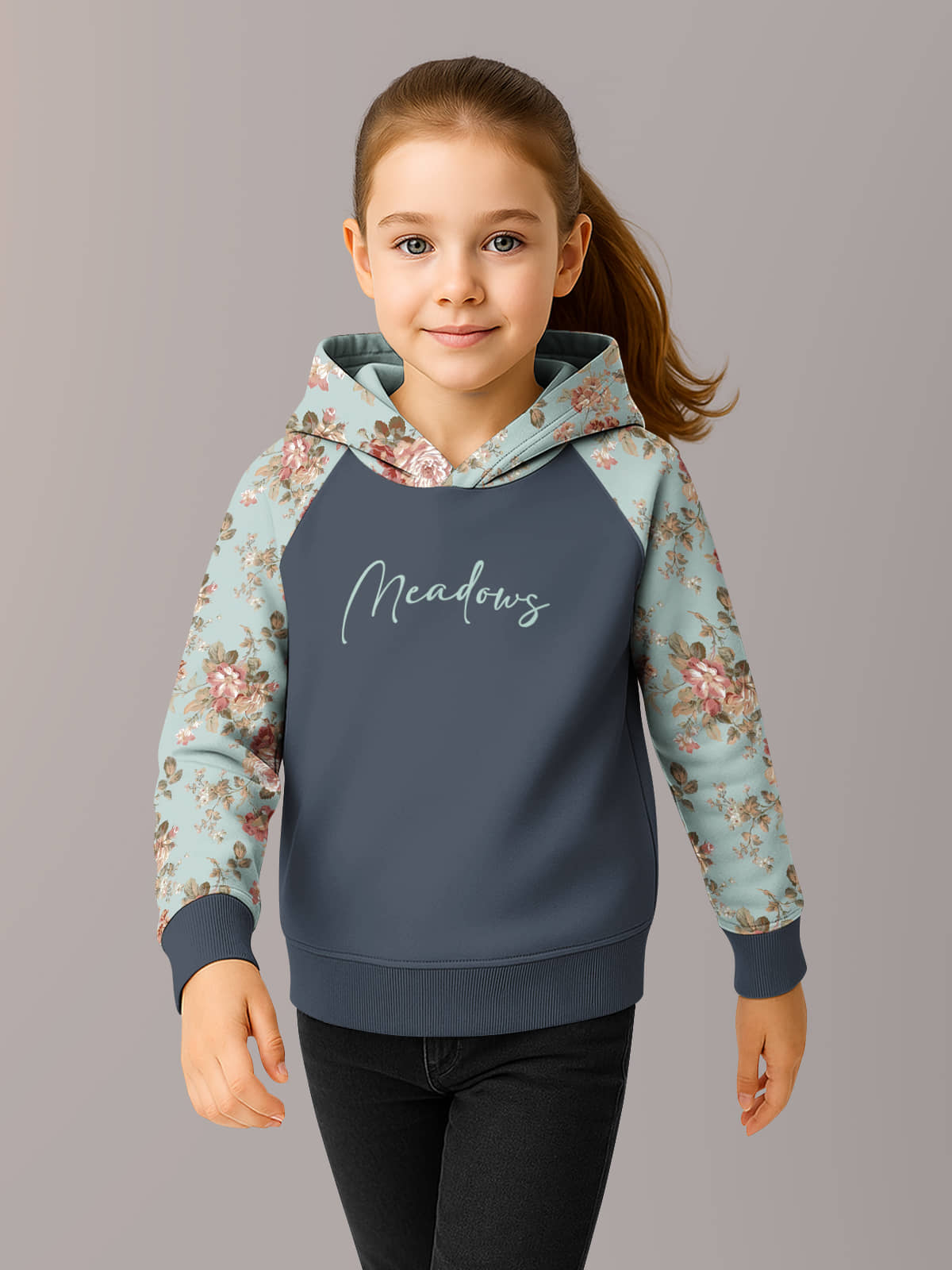 HELLCAT Pack of 1 Girls Cotton Blend Sweatshirt ( Grey )